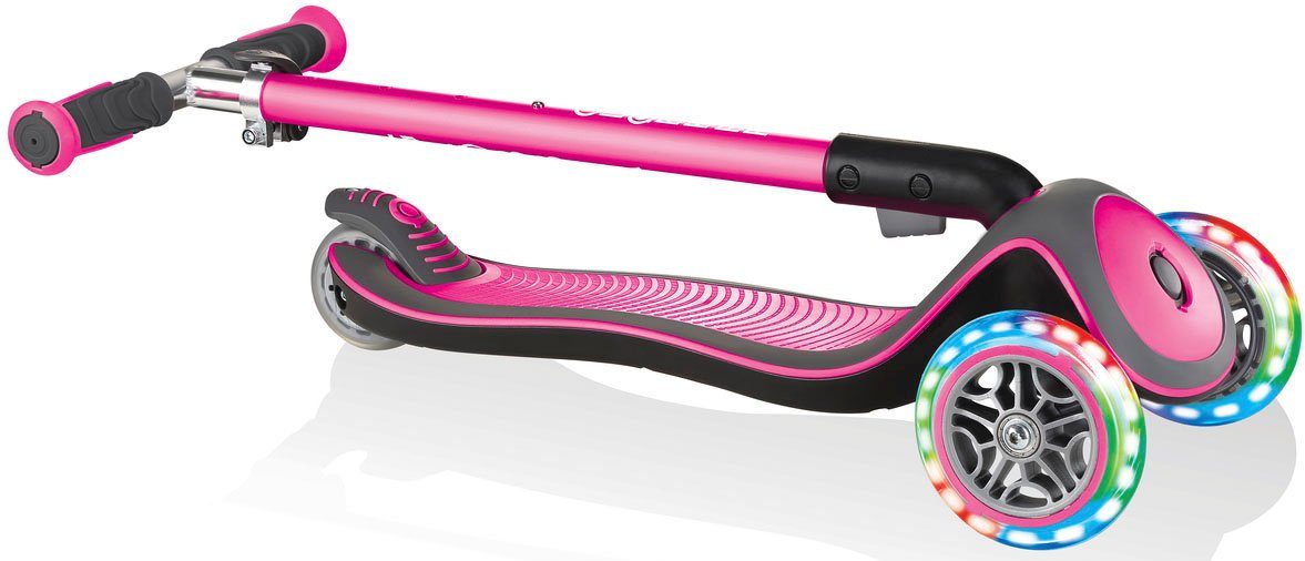 Leuchtrollen pink LIGHTS, Globber DELUXE toys ELITE & sports Dreiradscooter mit authentic