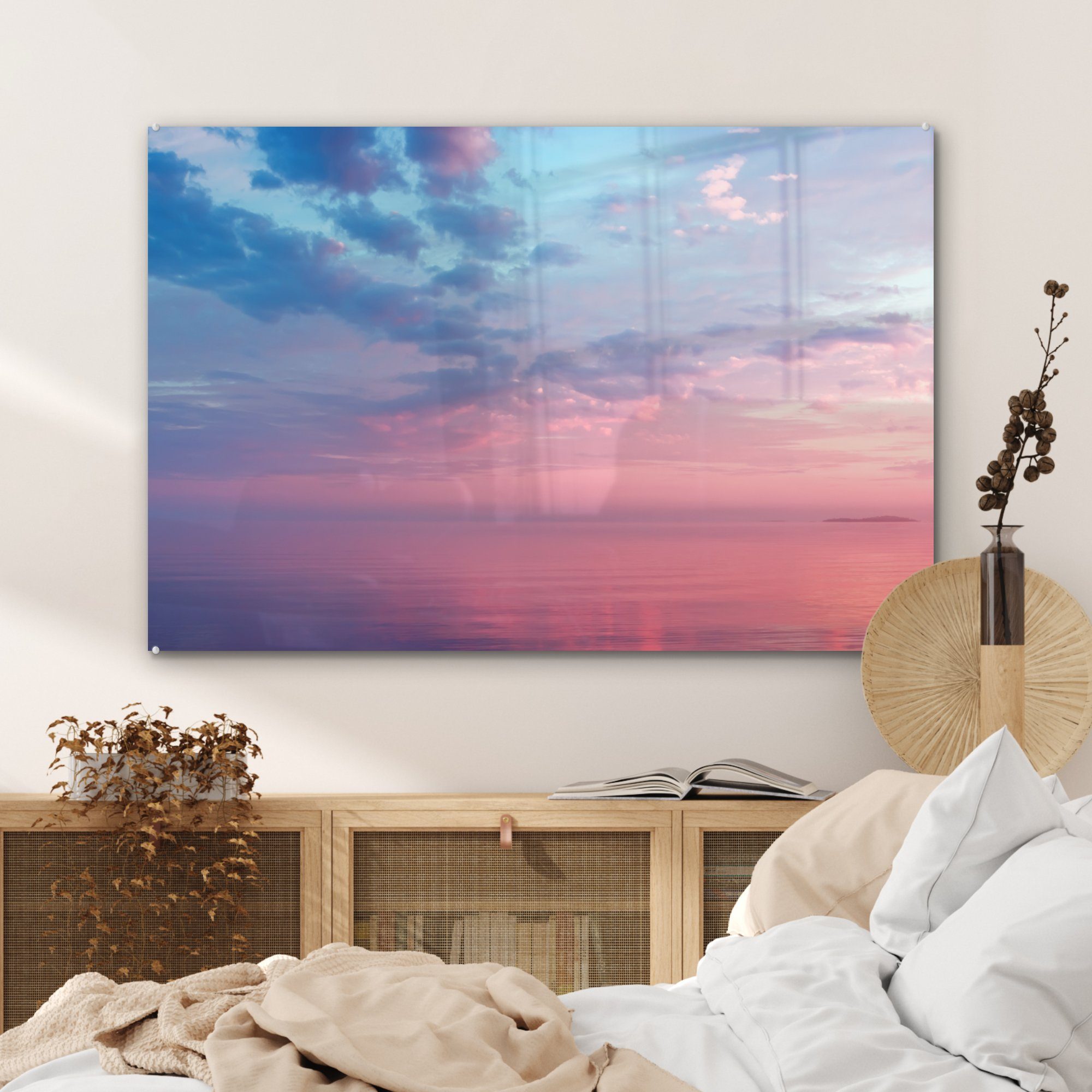 MuchoWow Meer Sonnenuntergang St), - & Wohnzimmer (1 - Pastell, Schlafzimmer Acrylglasbilder Acrylglasbild