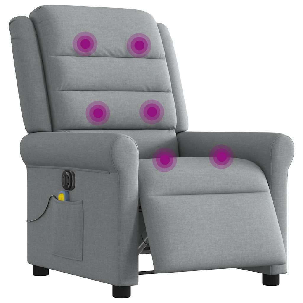 vidaXL Sessel Massagesessel Elektrisch Hellgrau Stoff günstig online kaufen