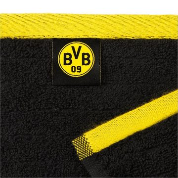 BVB Duschtuch BVB Duschtuch schwarz 70 x 140 cm, Baumwolle (Set, 1-St), Kleines BVB-Emblem an der Seite