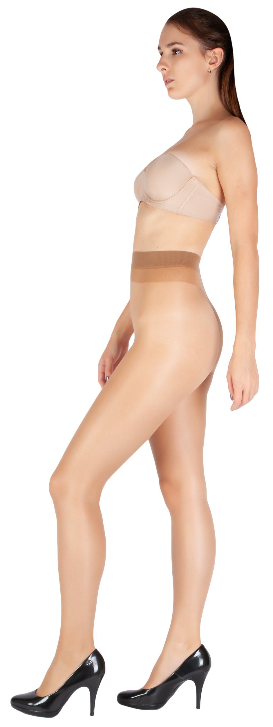 Caramel Strumpfhose Kühleffekt Feinstrumpfhose DEN 8 Matt (3 Sommer Den Transparent Set St) GIULIA mit 3er Damen 8