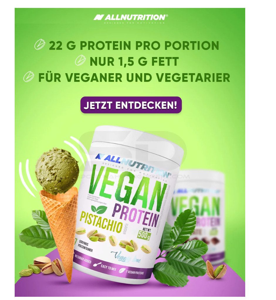 ALL NUTRITION ALL NUTRITION VEGAN PROTEIN Pulver Eiweiß Whey 500g Pulver, 1 er Dose à 500 g, Hoher Proteingehalt, Frei von tierischen Inhaltsstoffen