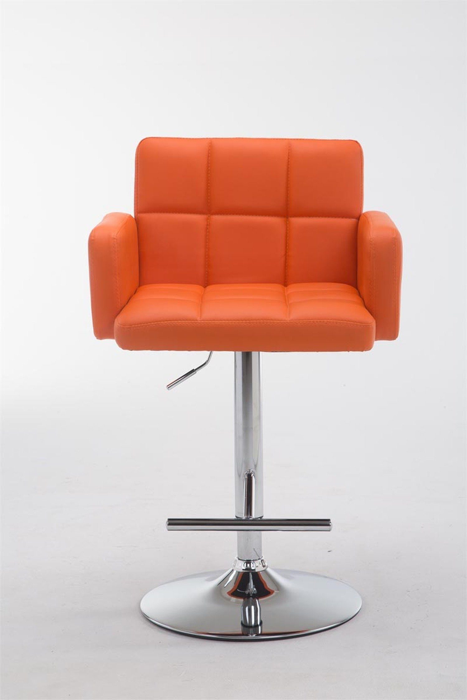 TPFLiving Barhocker Angeles chrom Orange (mit Los - & Gestell: Theke - höhenverstellbar Metall - Rückenlehne Kunstleder drehbar - hoher Küche), für Sitzfläche: 360° Hocker