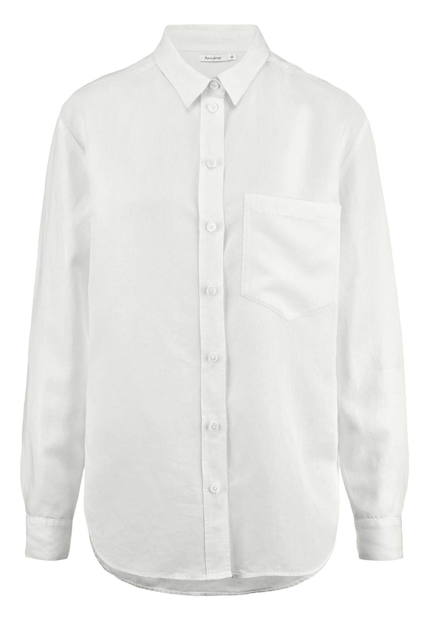 Hessnatur Klassische Bluse Relaxed aus weichem aus TENCEL™ Lyocell mit Leinen (1-tlg)