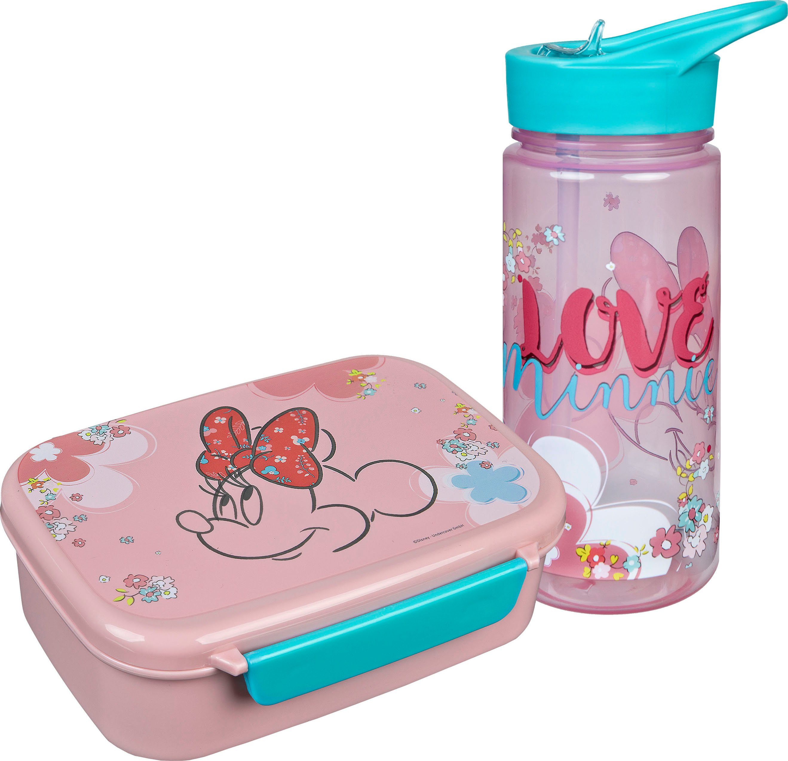 Scooli Lunchbox Brotzeitdose & Trinkflasche, Minnie Mouse, Kunststoff, (Set, 2-tlg), mit Trinkflasche