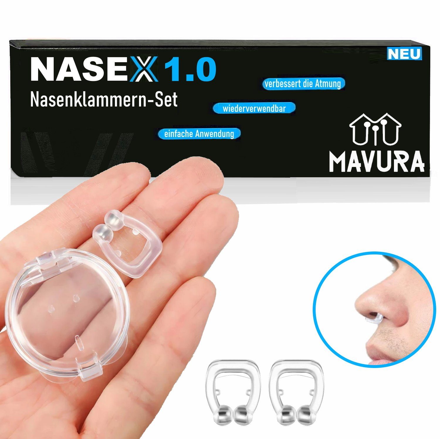 Schnarchstopper NASEX DAS ORIGINAL Premium Nasenklammern Nasenclip Nasenspreizer