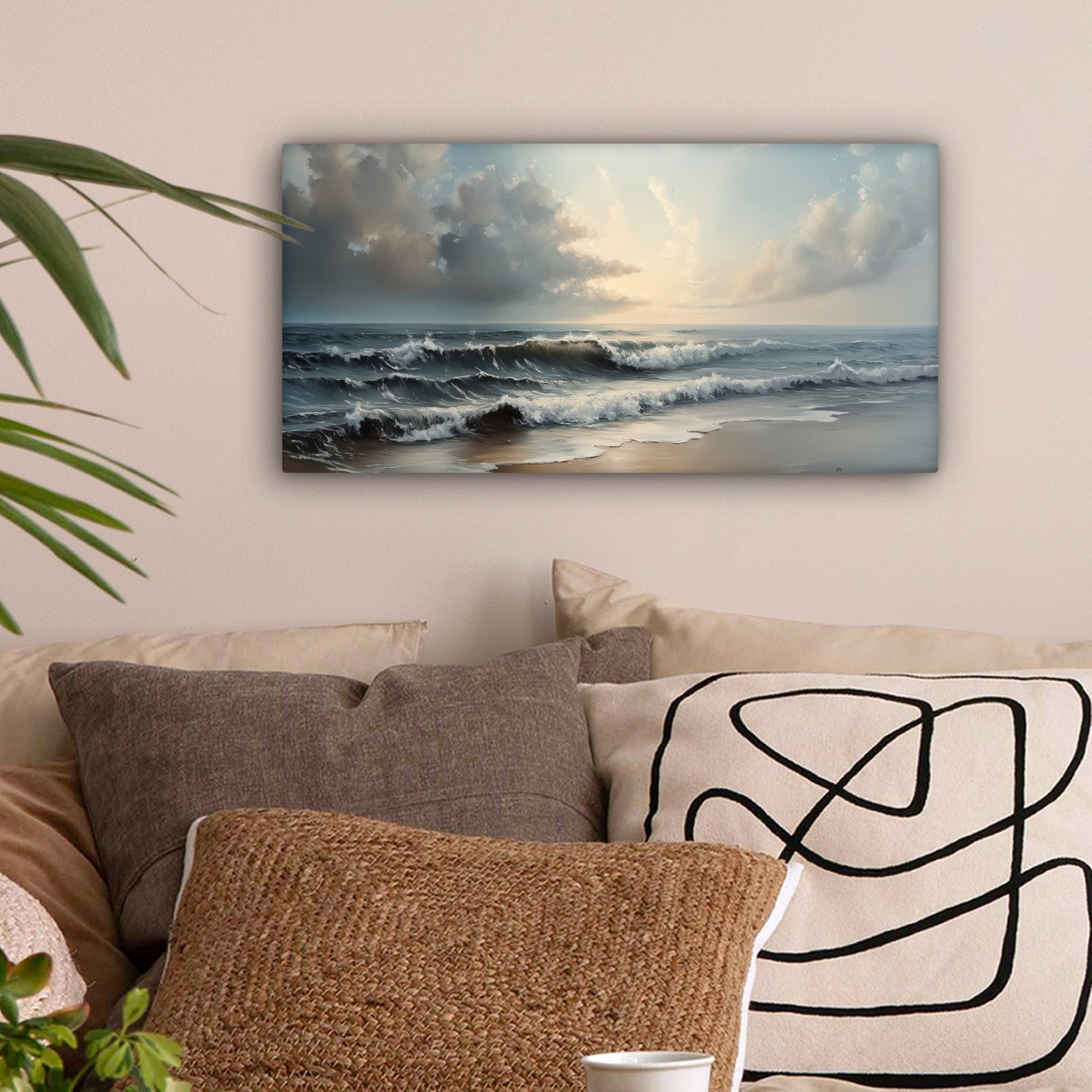 OneMillionCanvasses® Leinwandbild Panorama Strand - Meer - Sonnenuntergang, günstig online kaufen