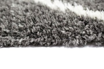 Teppich Teppich Shaggy Rautenmuster in grau creme, TeppichHome24, rechteckig