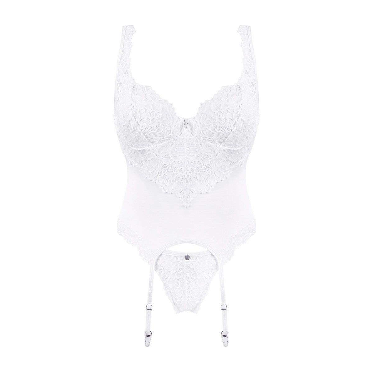 Obsessive Corsage OB Amor - thong corset Blanco & white (L/XL,S/M)
