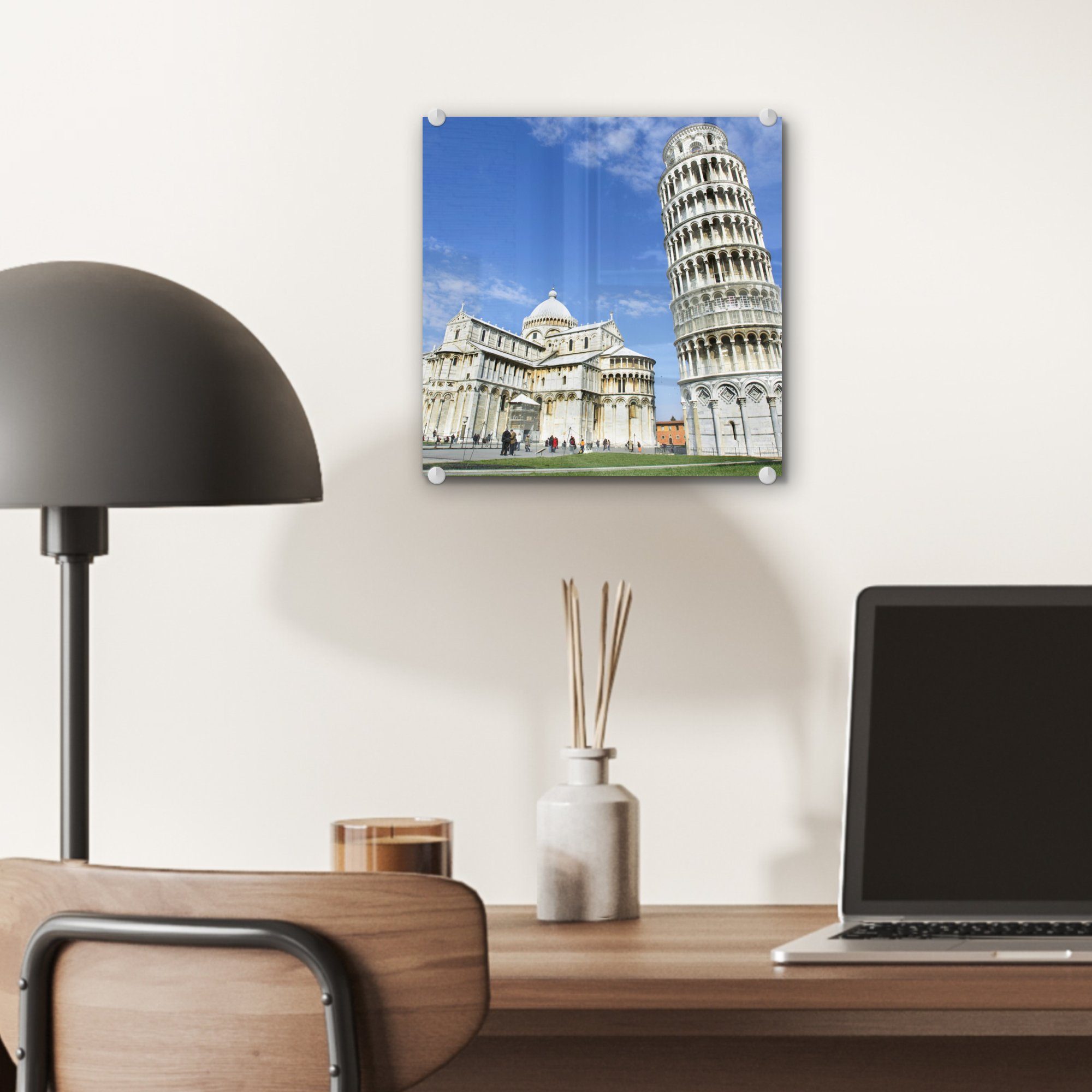 Glas Kathedrale Santa MuchoWow - Wandbild Foto Bilder der St), Acrylglasbild Wanddekoration - Pisa auf Turm Der neben Assunta, - Glasbilder auf (1 Glas von Maria