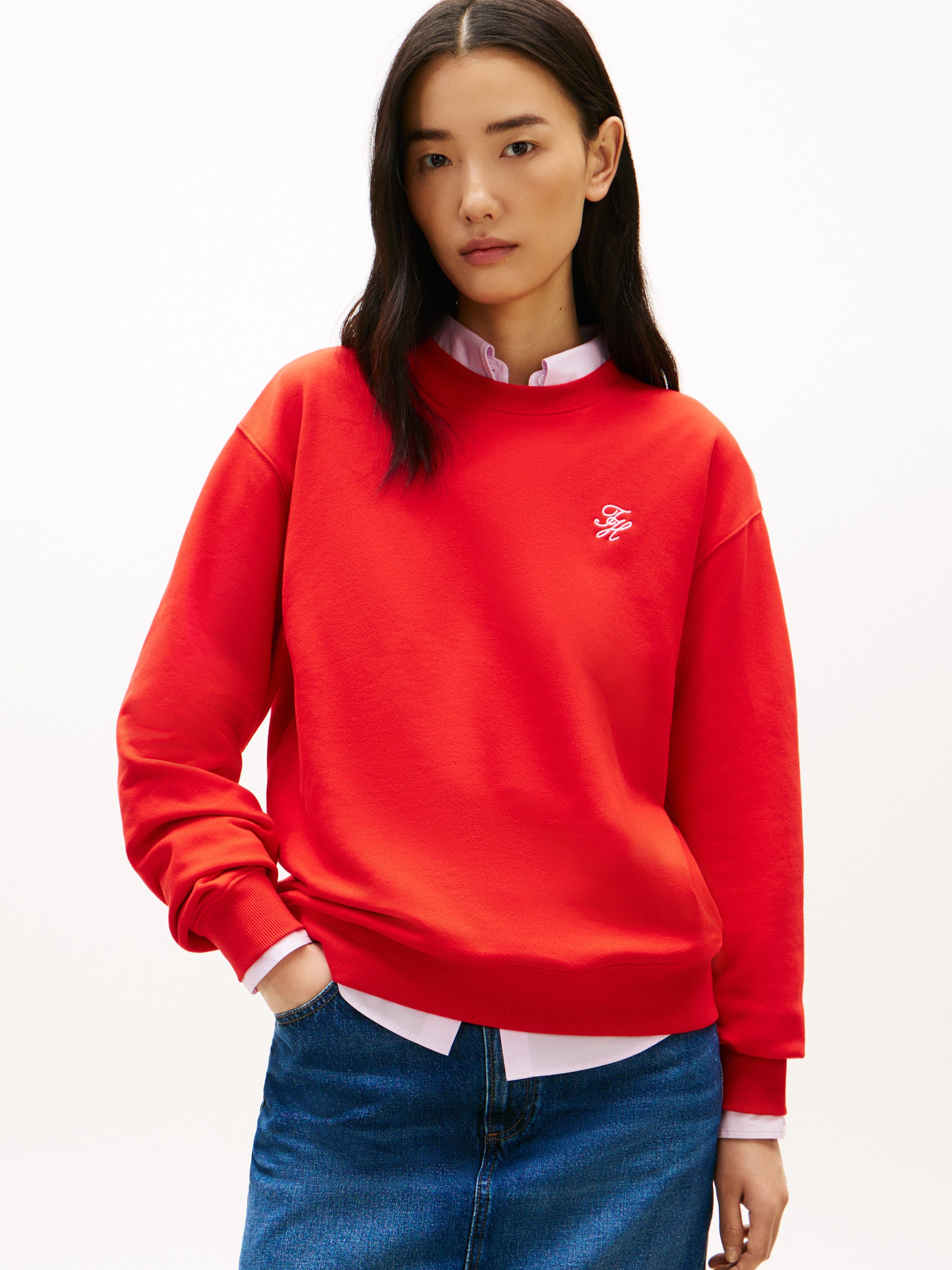 Tommy Hilfiger Sweatshirt TH SCRIPT REG SWEATSHIRT mit kleinem Logo-Stick günstig online kaufen