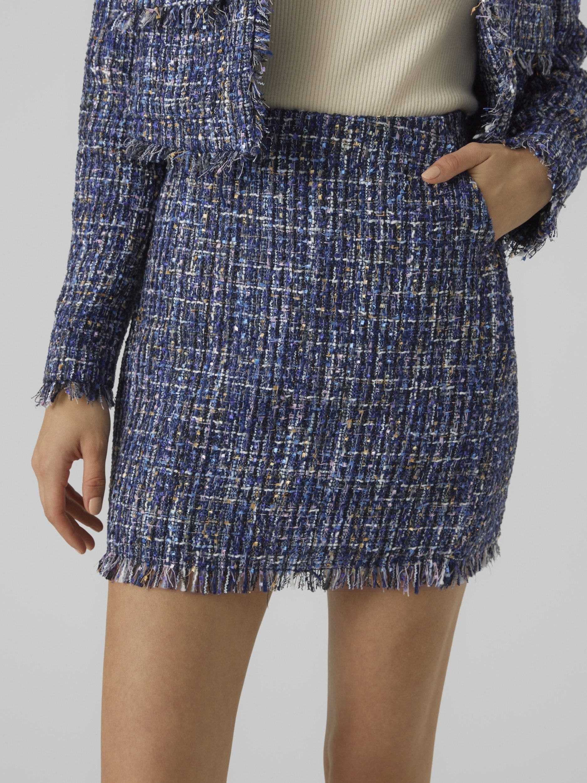 Vero Moda A-Linien-Rock VMCHANTELLE HR SHORT TWEED SKIRT