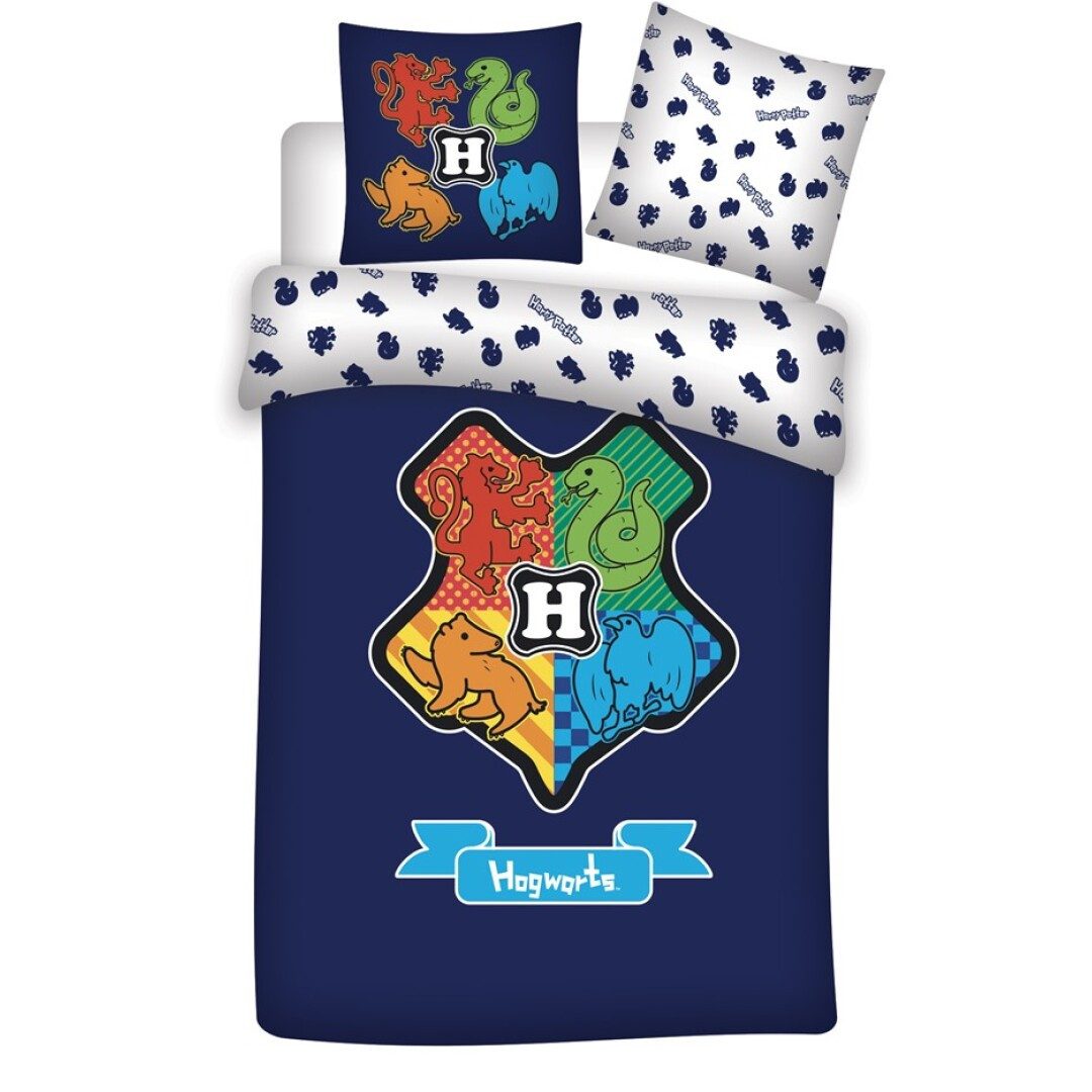 Harry Potter Jugendbettwäsche Harry Potter Bettwäsche Blau-weiss Wendebettwäsche 140x200