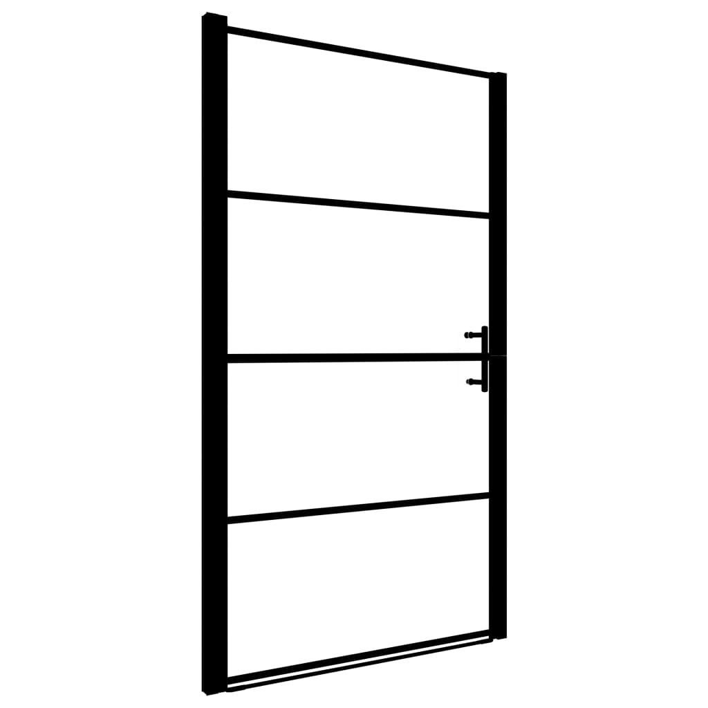vidaXL Duschwand Duschtür Mattes Hartglas 91x195 cm Schwarz