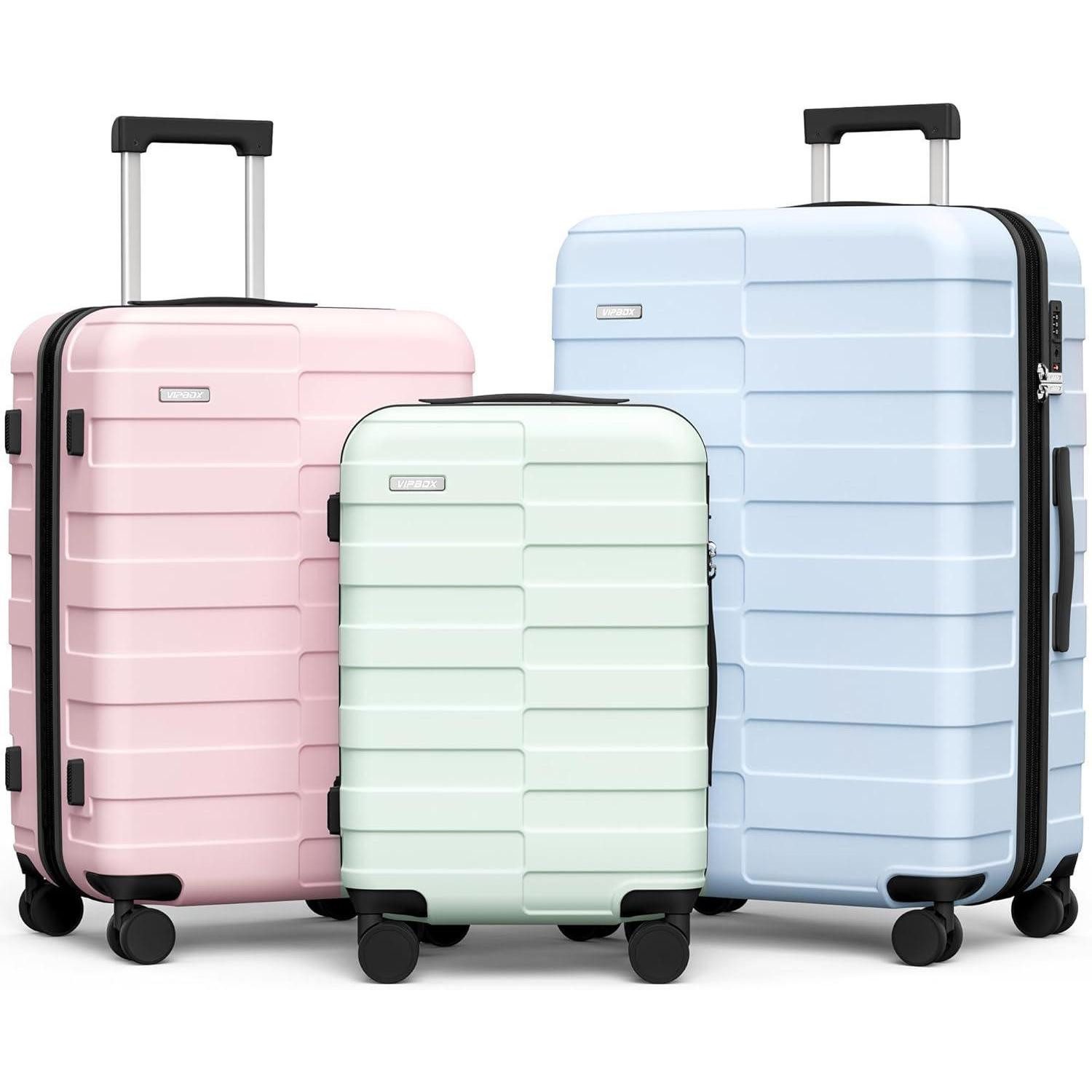 LuxusKollektion Kofferset Hartschale Kofferset 3-teilig Polycarbonat Leicht TSA Rollen Macaron