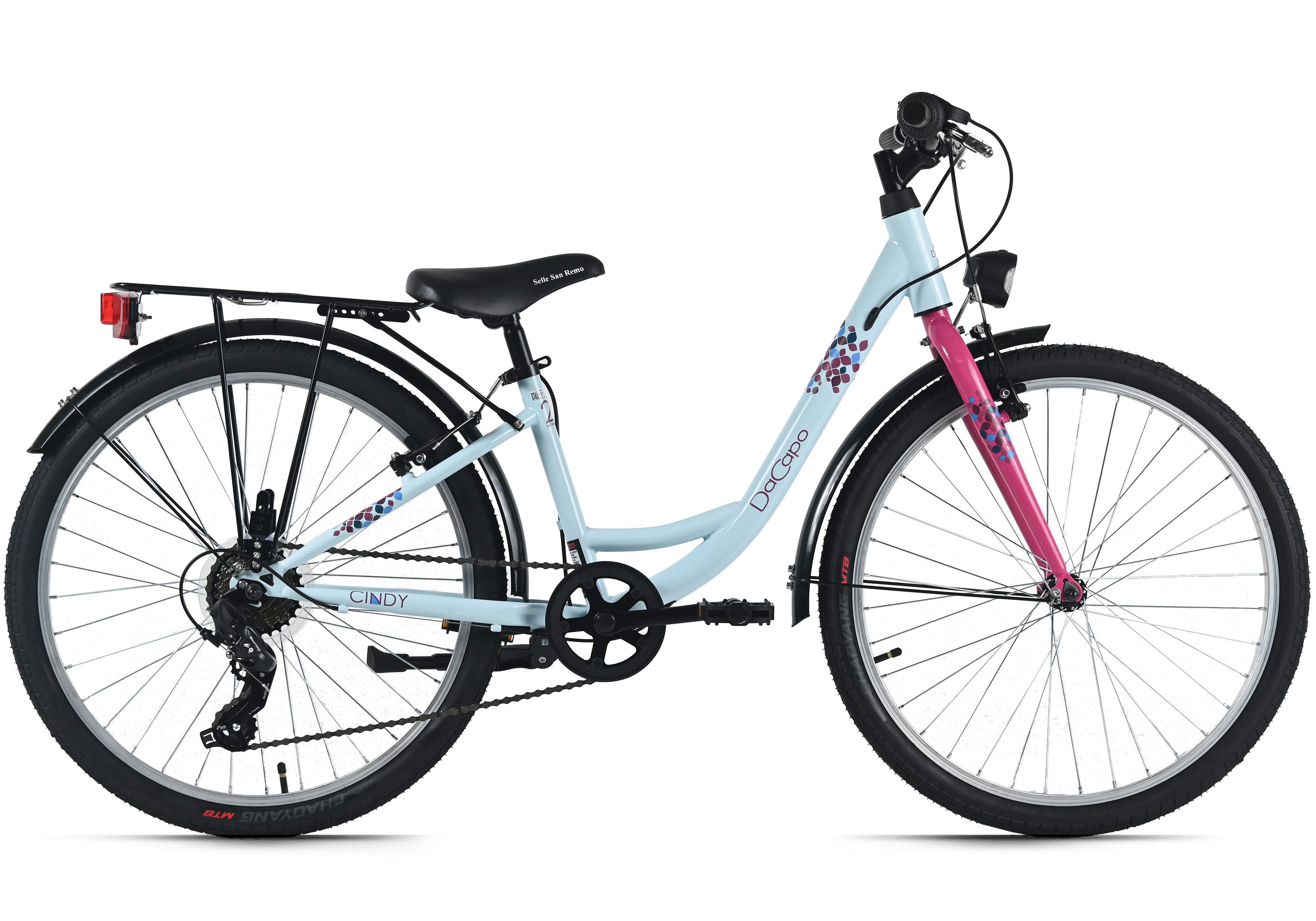 Dacapo Kinderfahrrad 24" Cindy Blau 7 Gänge RH 32 cm - Ab 8 Jahre, 7 Gang, Kettenschaltung