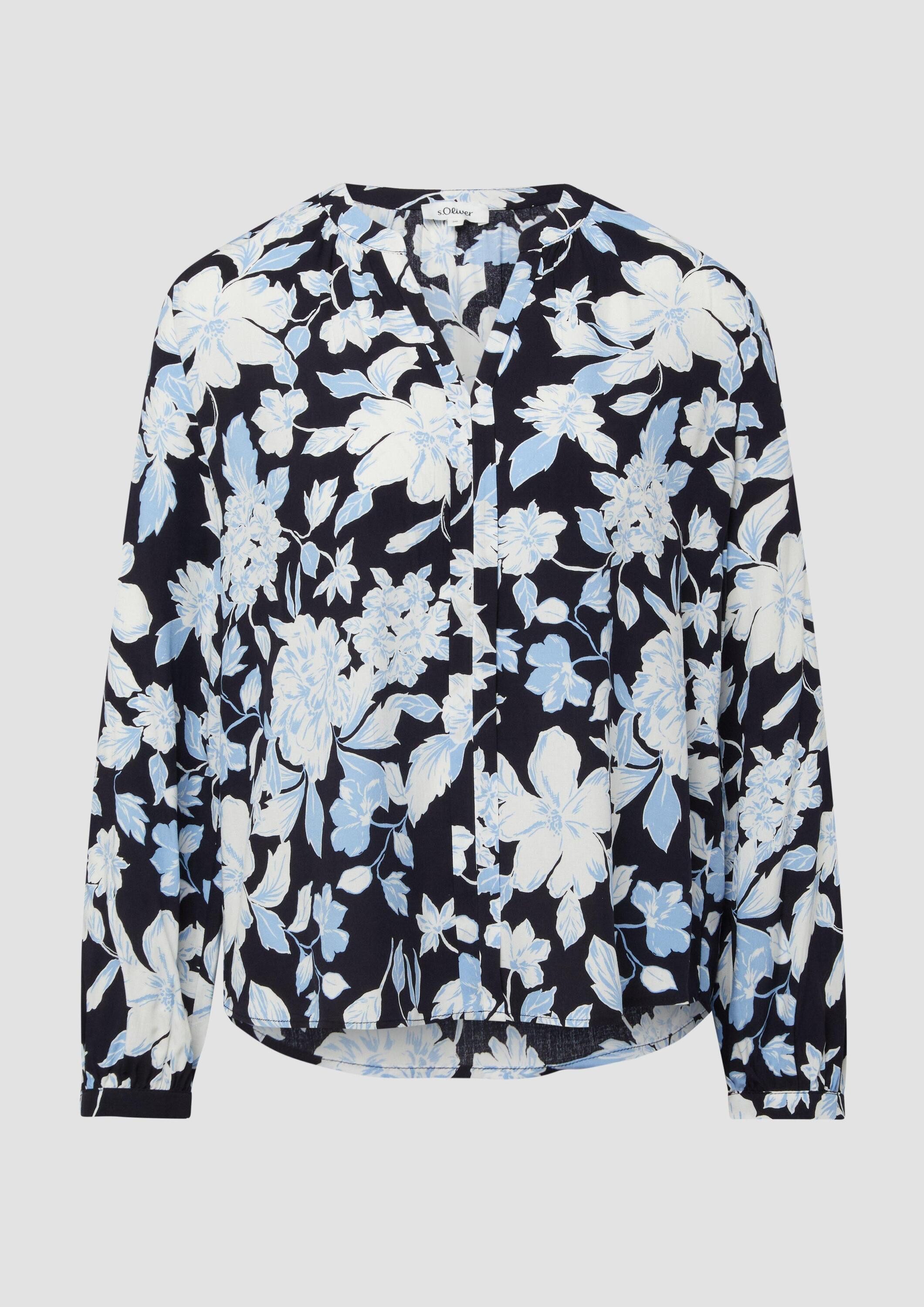 s.Oliver Langarmbluse Bluse Fließende Viskose-Bluse mit All-over-Print