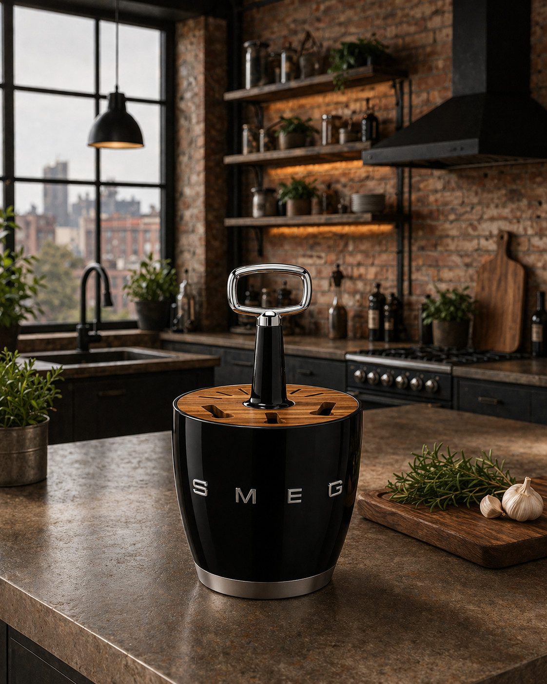 Smeg Besteckhalter SMEG Besteckhalter im Retro-Design ohne Besteck in Schwarz