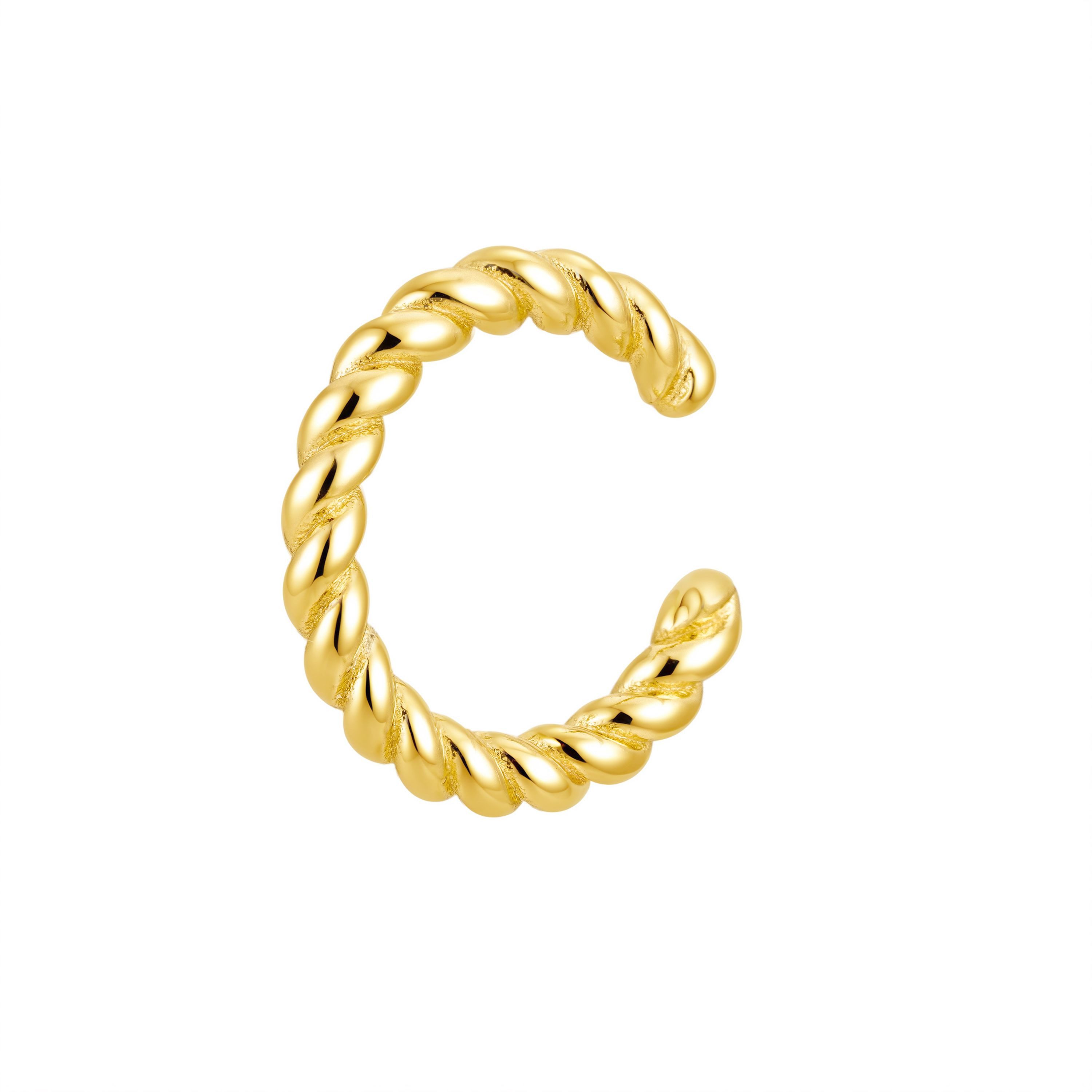 Brandlinger Ohrklemme Cuff Mykonos, Silber 925 vergoldet, gedrehter Ear Cuff (Kordel)