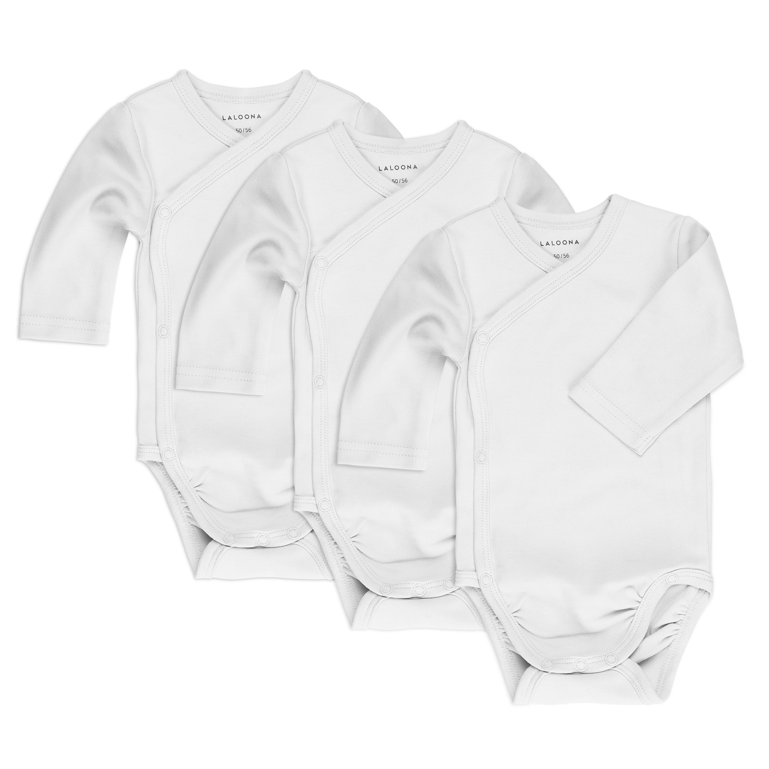 LaLoona Body (3er-Pack) Wickelbody Langarm 3er Pack Baby Body Set aus Baumwolle Langarmbody