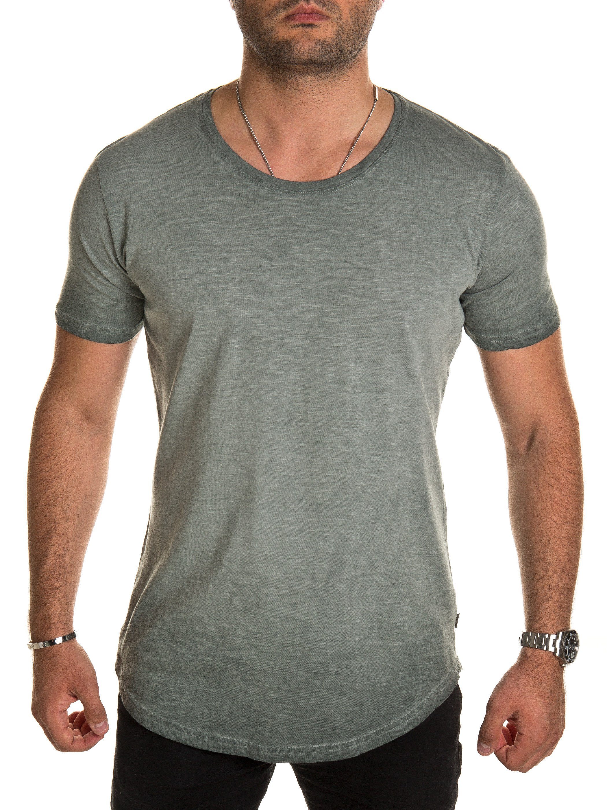 Washed (lily T-Shirt Basic Oversize Gelb Tee Pittman Crew 165807) (1-tlg) Shredder Neck pad