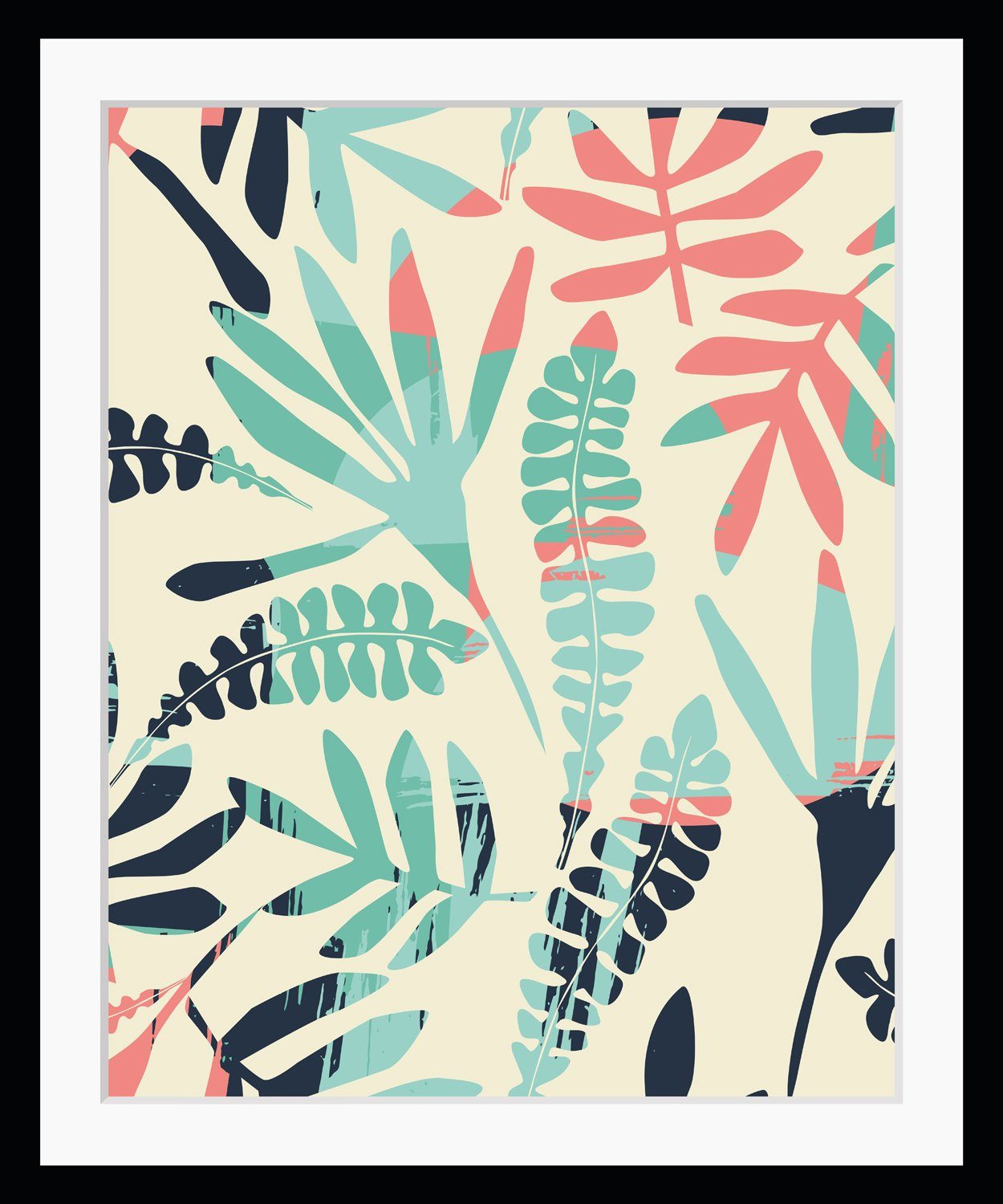 queence Bild Danielle, Abstrakt, Blumen, Blumenbilder, Blätter, Figuren, HD Premium Poster-Druck inkl. Holzrahmen