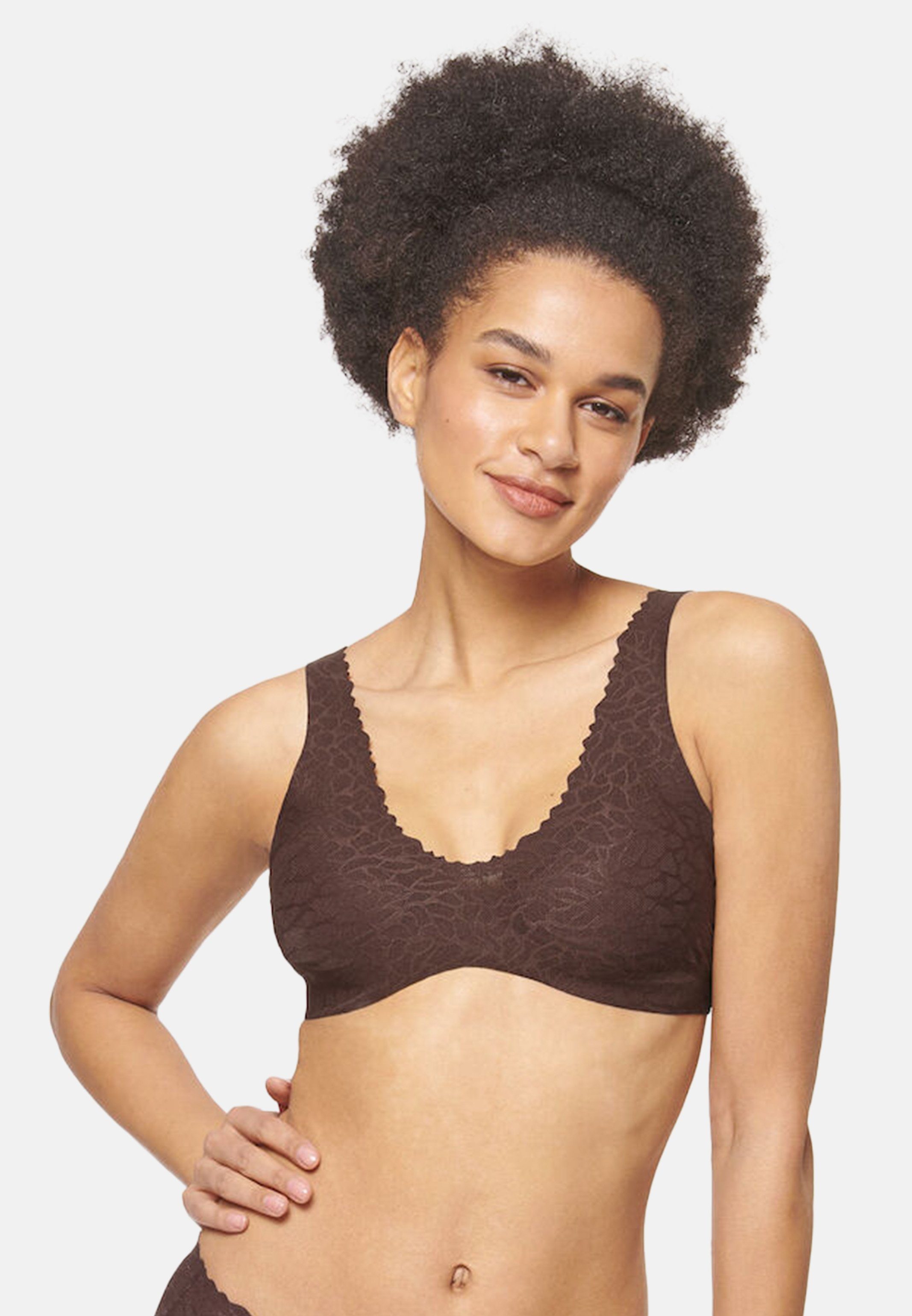 Sloggi Bralette-BH ZERO Feel Lace 2.0 (1-tlg) Bralette - Nahtlos - Leicht gepolsterte Cups Ebony Brown