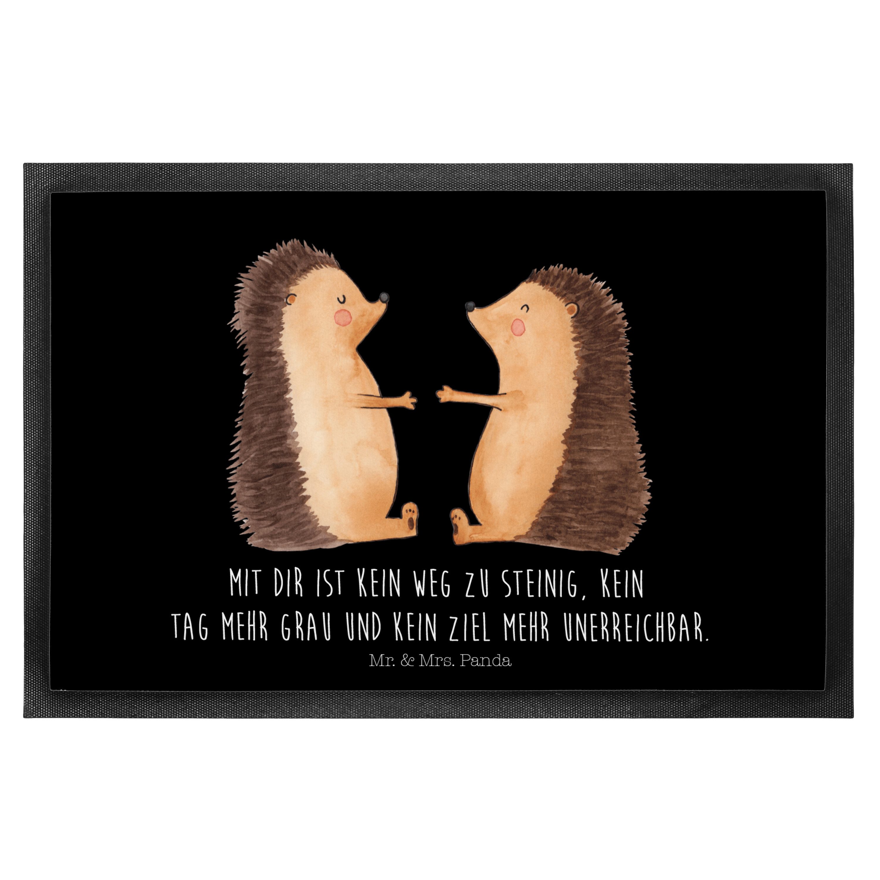 Mr. & Mrs. Panda Fußmatte Igel Liebe, Türmatte 40 x 60 cm, Schwarz, Freundin, Geschenk, Liebesb, Höhe: 40 mm