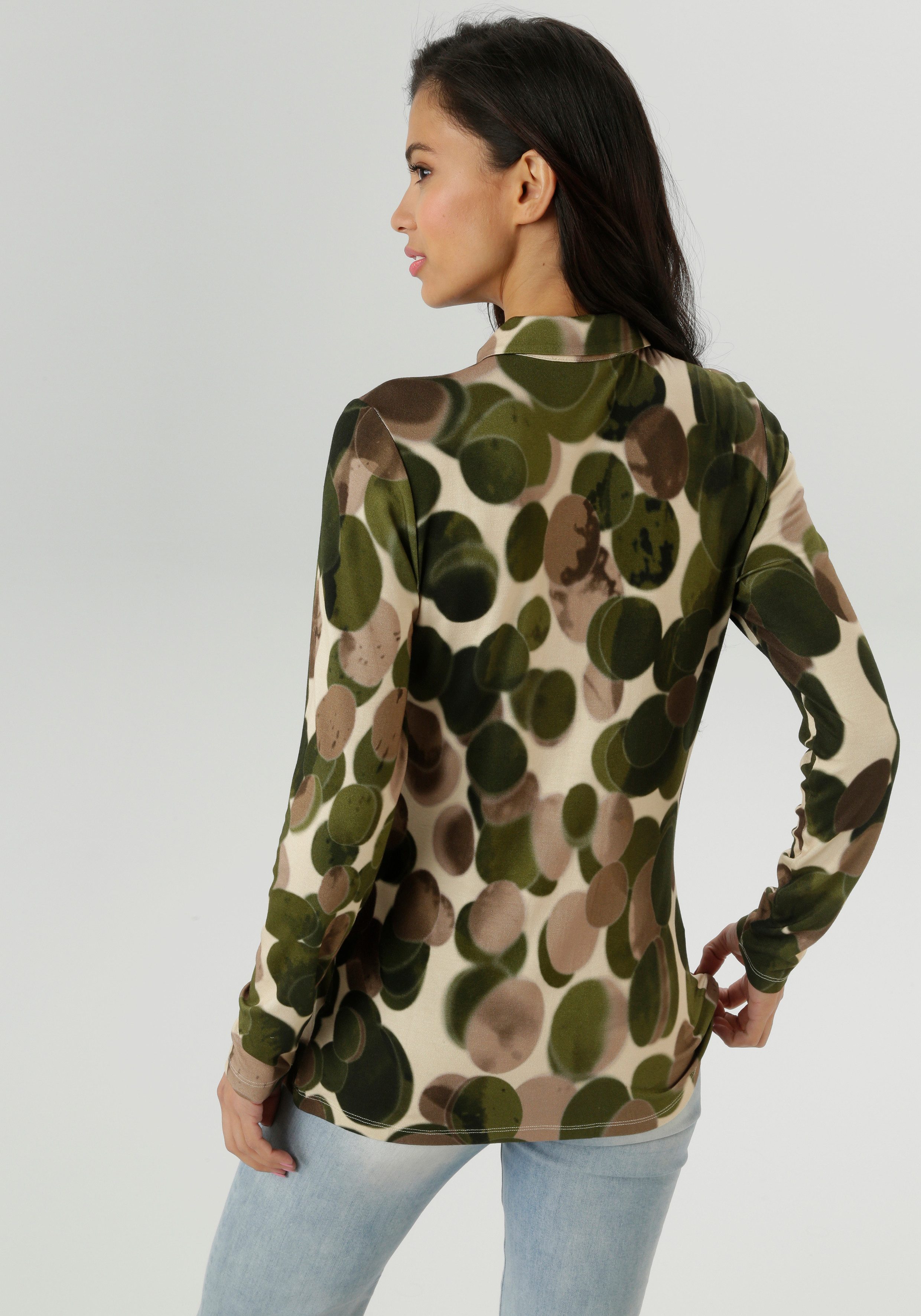 Aniston SELECTED Hemdbluse mit in sich verlaufenden Kreisen Allover günstig online kaufen