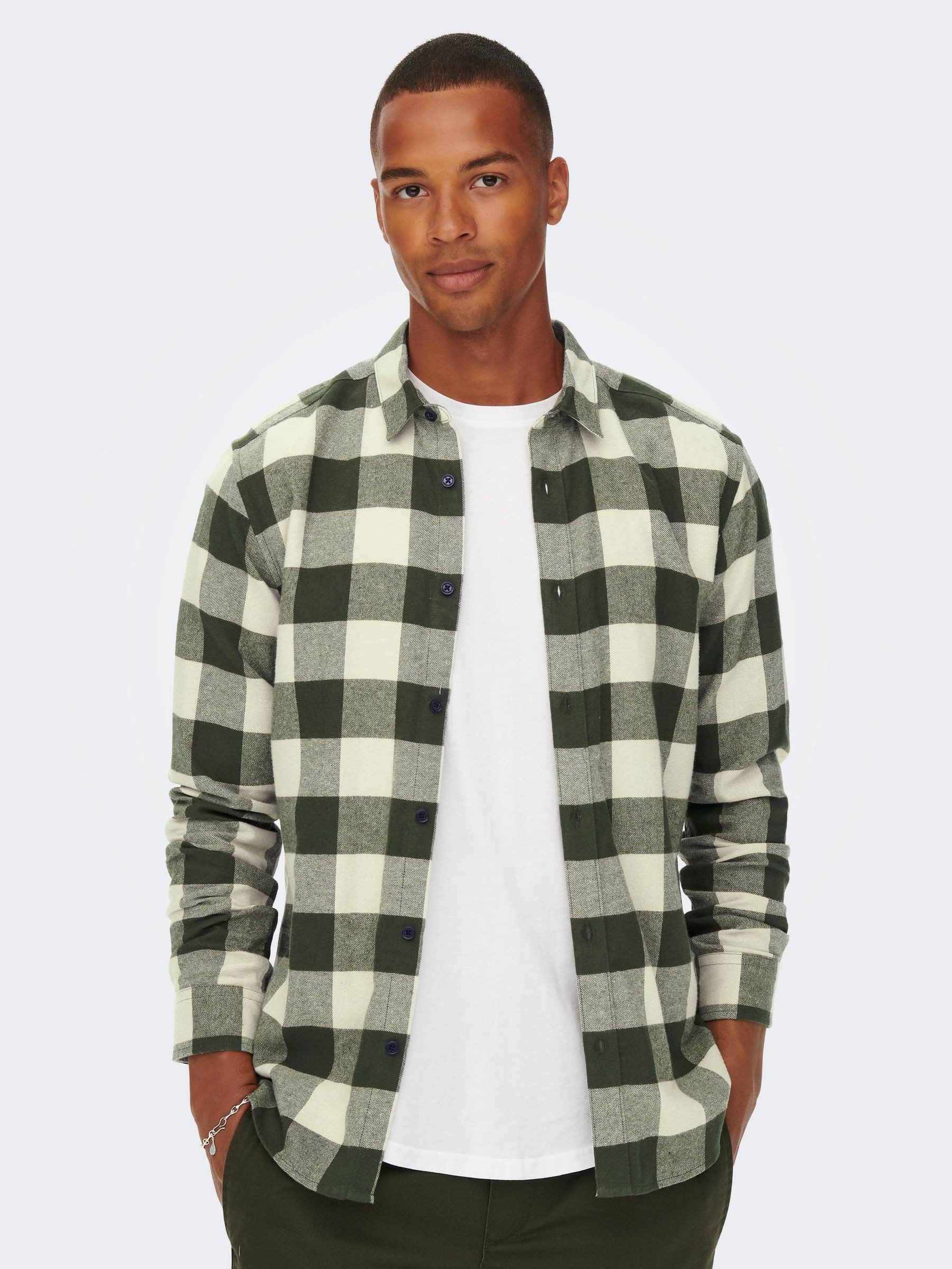 ONLY & SONS Langarmhemd Freizeit Karohemd Holzfäller Kariertes Flanellhemd (1-tlg) ONSGUDMUND LS CHECKED SHIRT NOOS