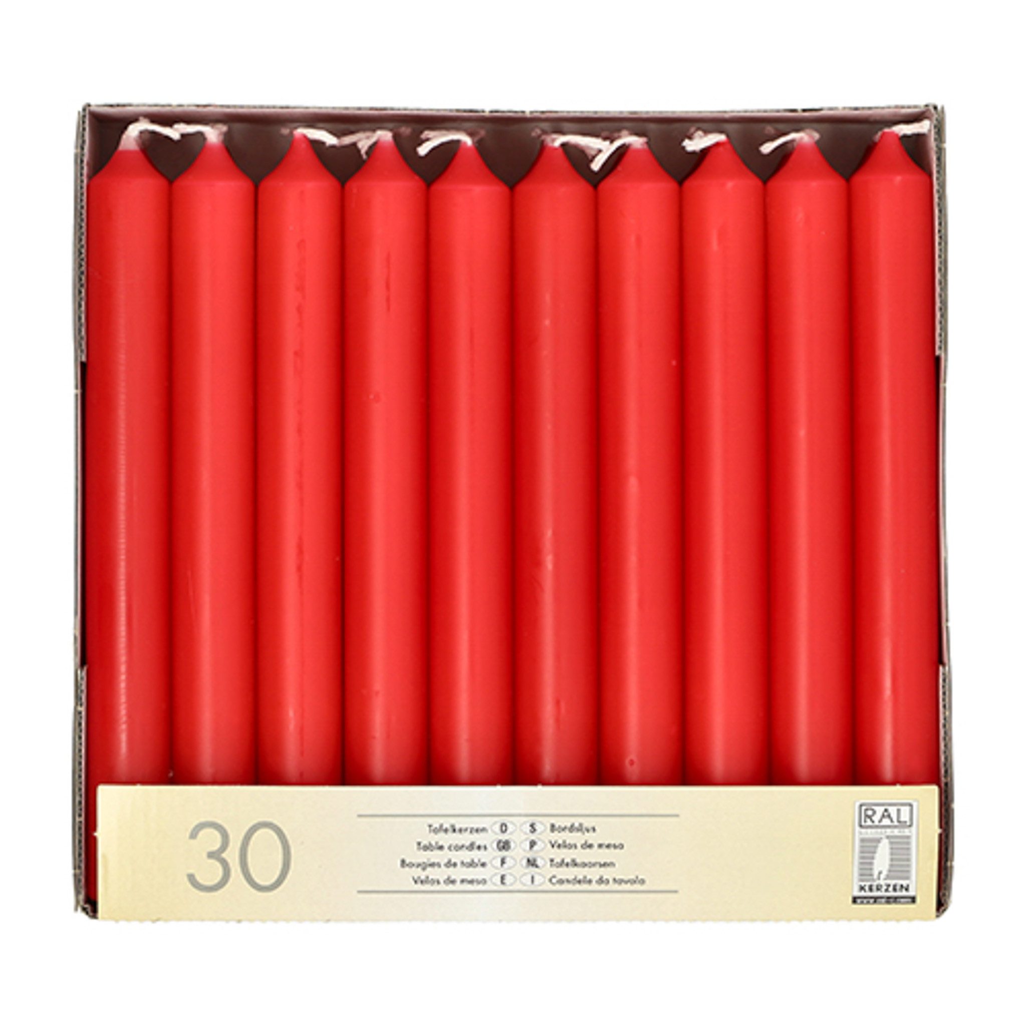 PAPSTAR Spitzkerze, Tafelkerzen 2,1x19,6cm 30 Stück Rot