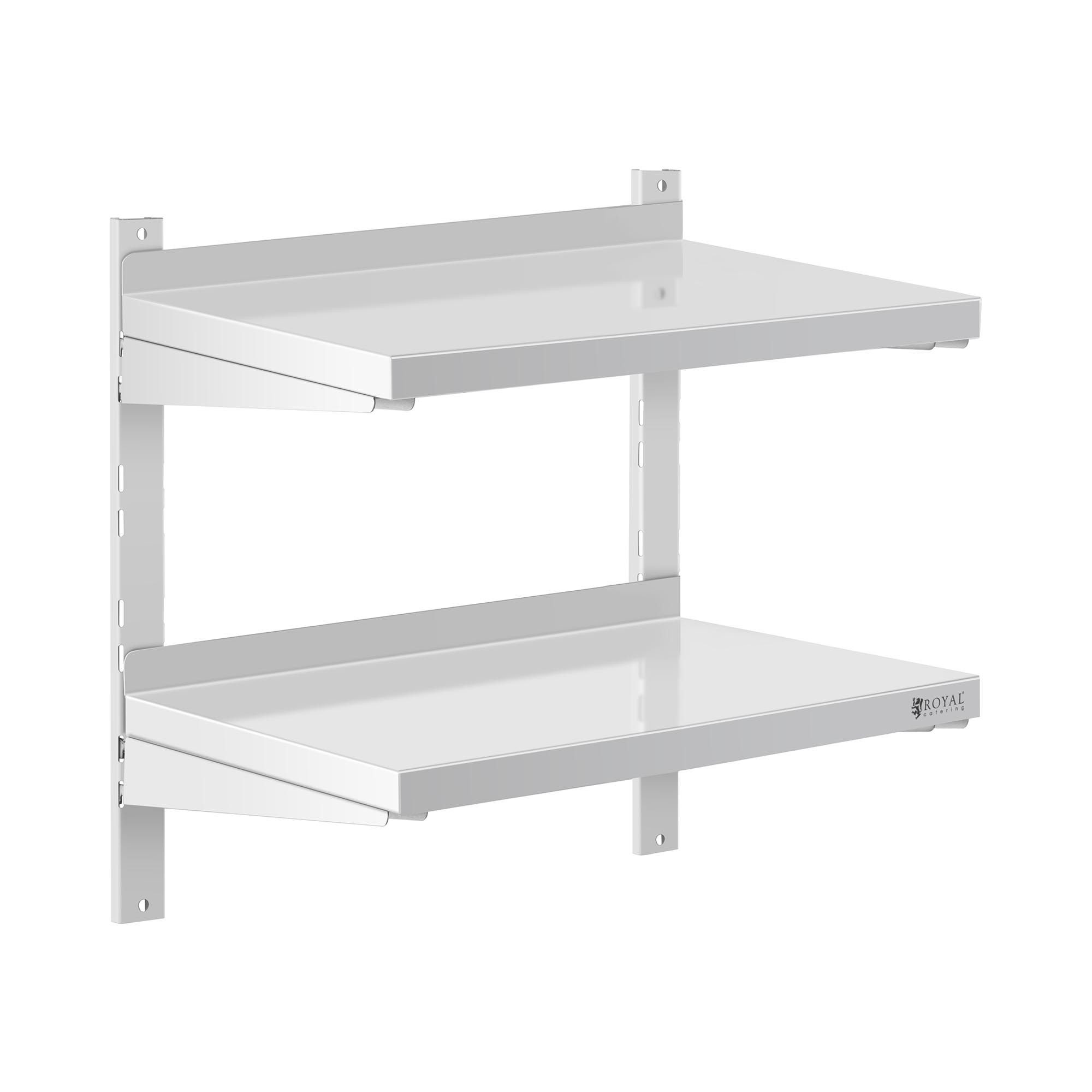 Royal Catering Hängeregal 60 x 40 cm Wandbord Doppel Wandregal Edelstahl Regal 2 Ablagen, verschiedene Größen