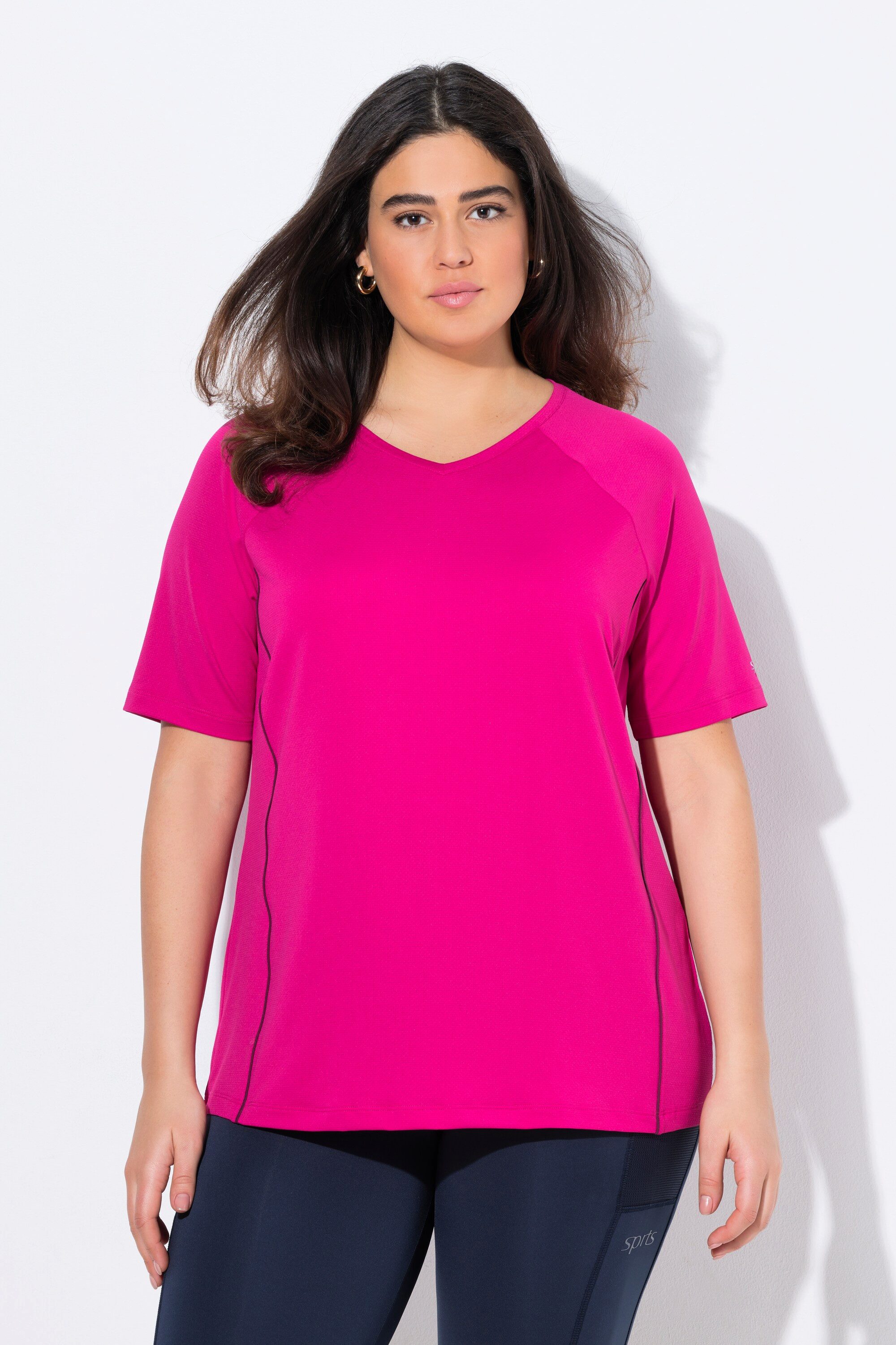 Ulla Popken T-Shirt T-Shirt V-Ausschnitt Halbarm