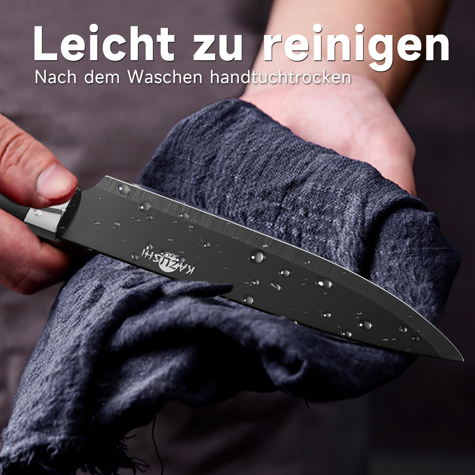 KAZUSHI Messer-Set 9/ 8/7/6teilig Messerblock Messerset Küchenmesser Set Profi Kochmesser (6-tlg), Edelstahl hochwertiges SelbstschärfenMesser Küchenmesser Set