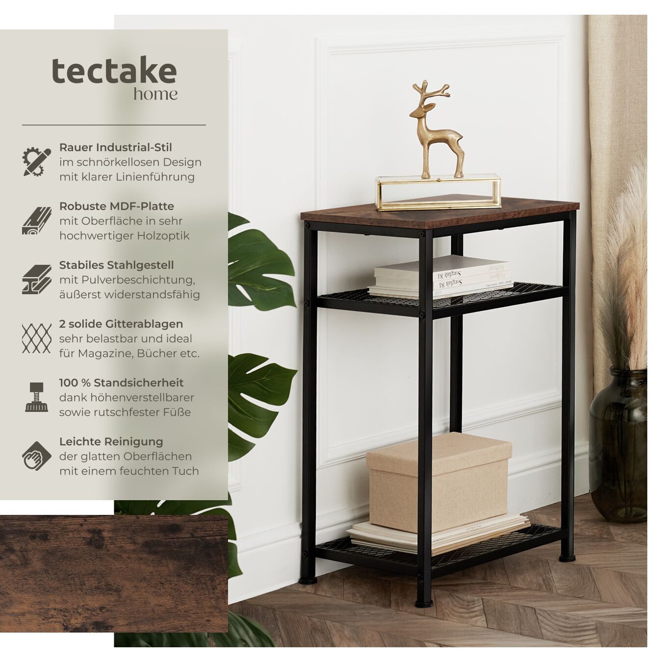 tectake Beistelltisch York (1-St., 1 tlg), Ablage aus MDF-Platte mit schöne günstig online kaufen