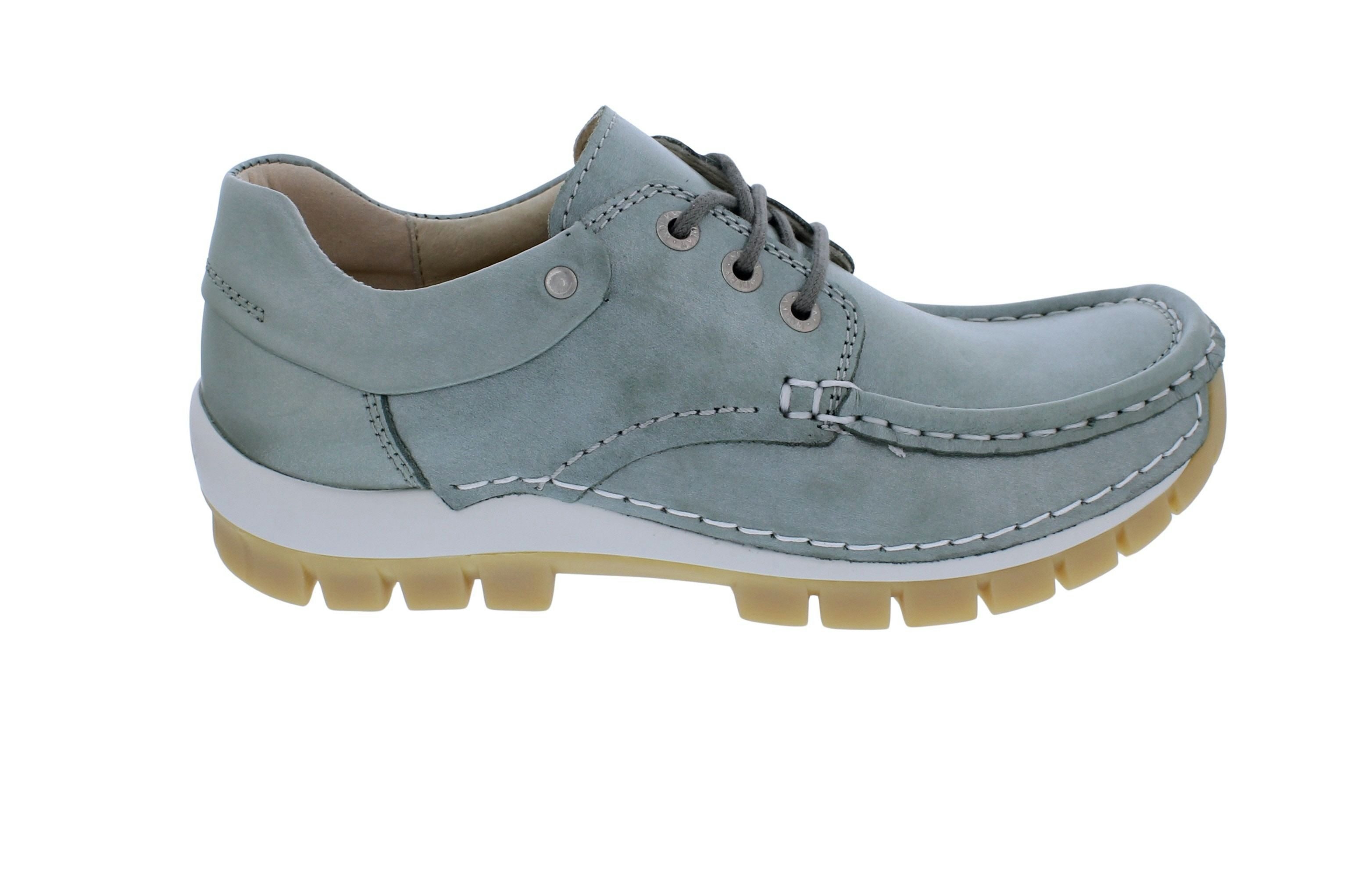 WOLKY Wolky Halbschuh Fly 0470161-701, schimmerndes Glattleder, Grün, Fußbet Schnürschuh