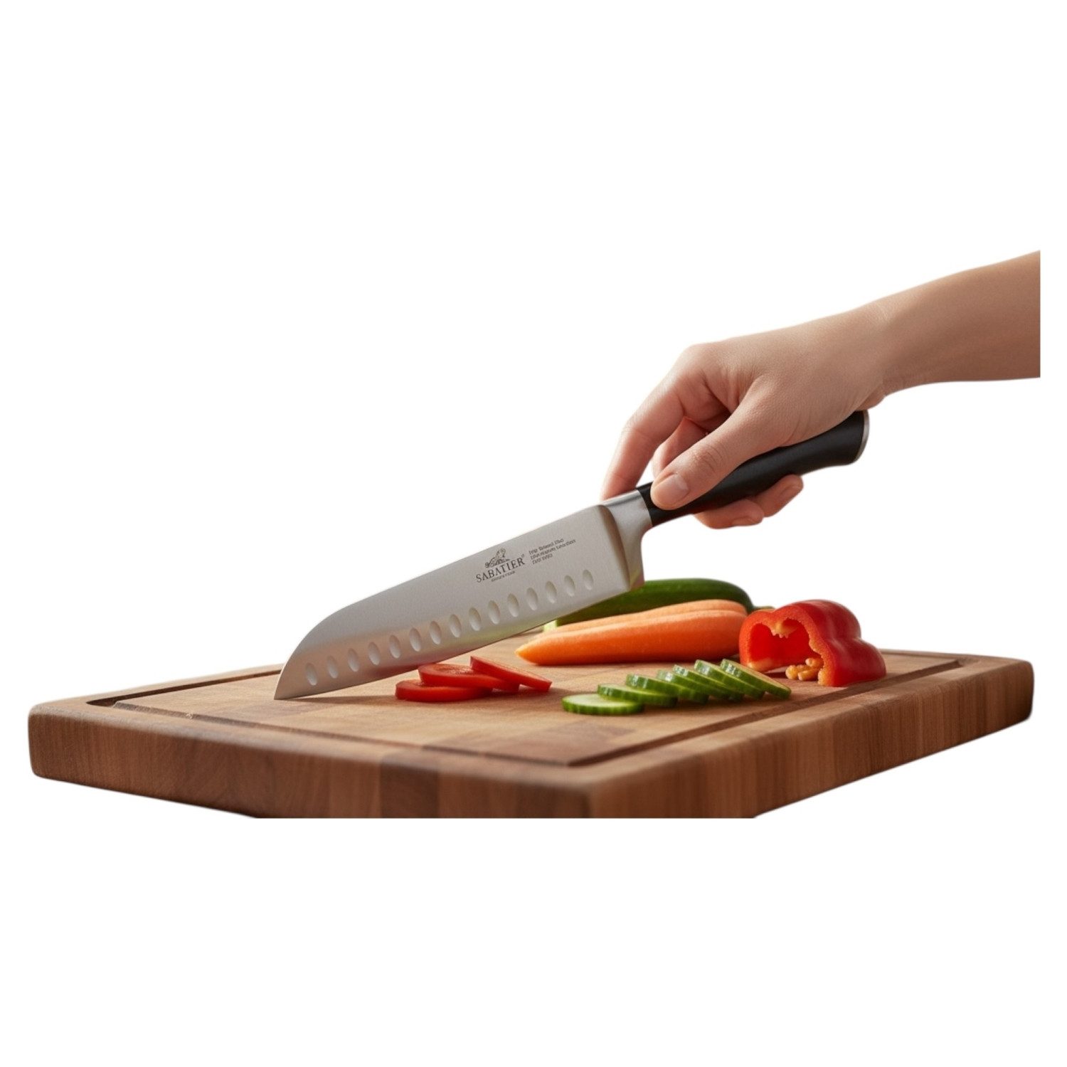 SABATIER International Santokumesser Santokumesser Kochmesser Küchenmesser Scharf - Klingenlänge: 17,7 cm, hohe Leistung, unverwechselbares Design, widerstandsf – Bild 4 von 5