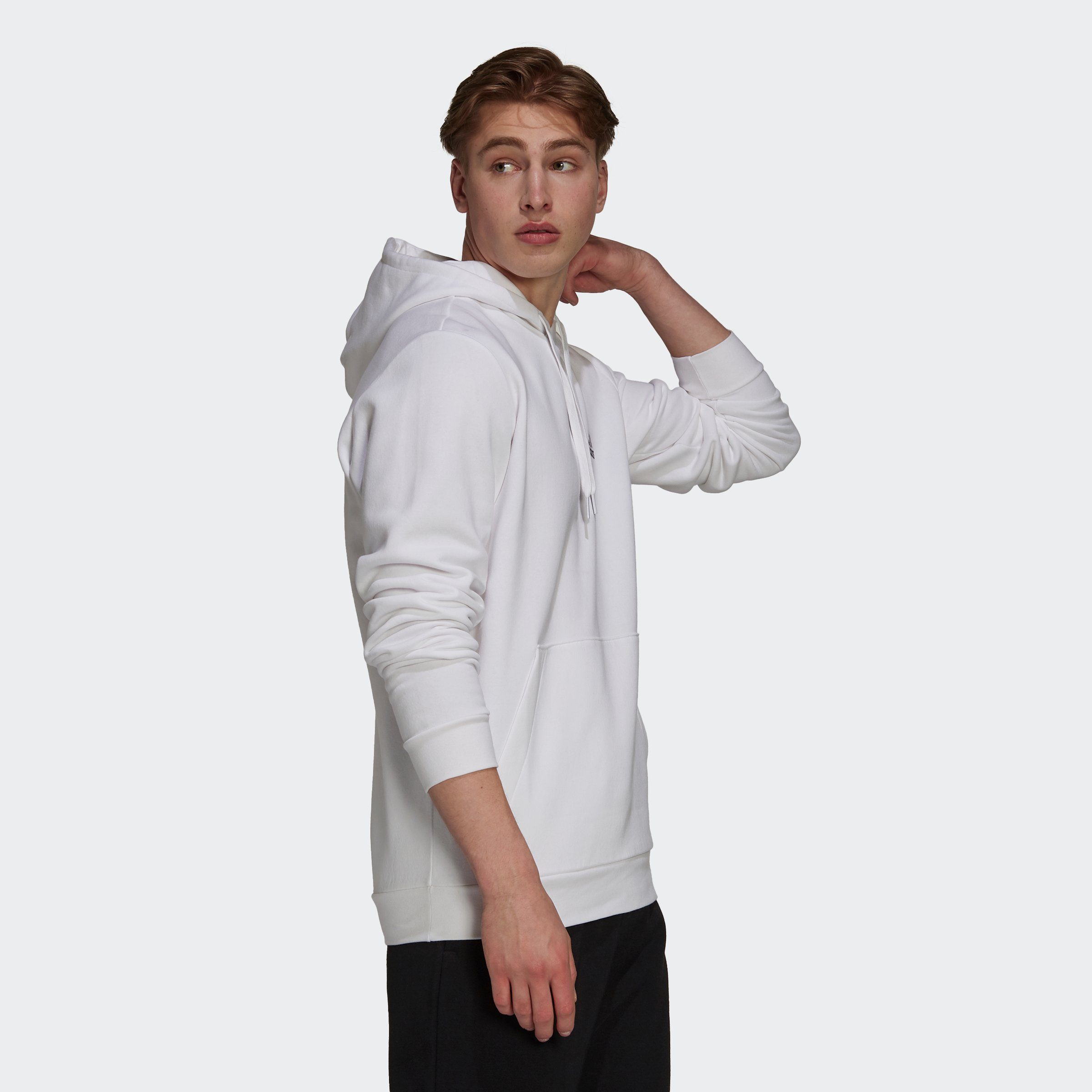 Black adidas FLEECE / HOODIE White Sportswear ESSENTIALS Kapuzensweatshirt