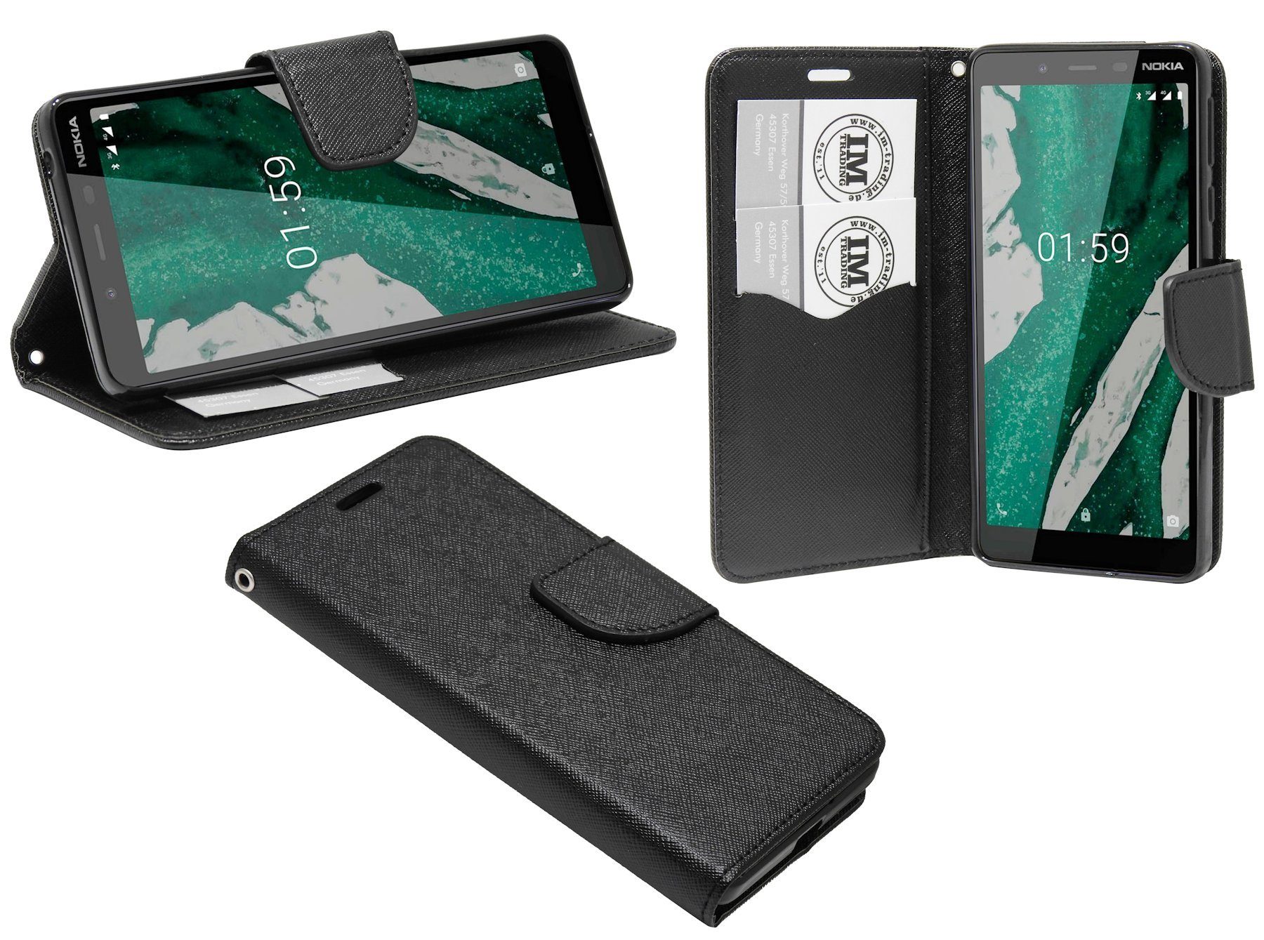 cofi1453 Handyhülle Hülle Tasche für Nokia 1 Plus, Kunstleder Schutzhülle Handy Wallet Case Cover mit Kartenfächern, Stan