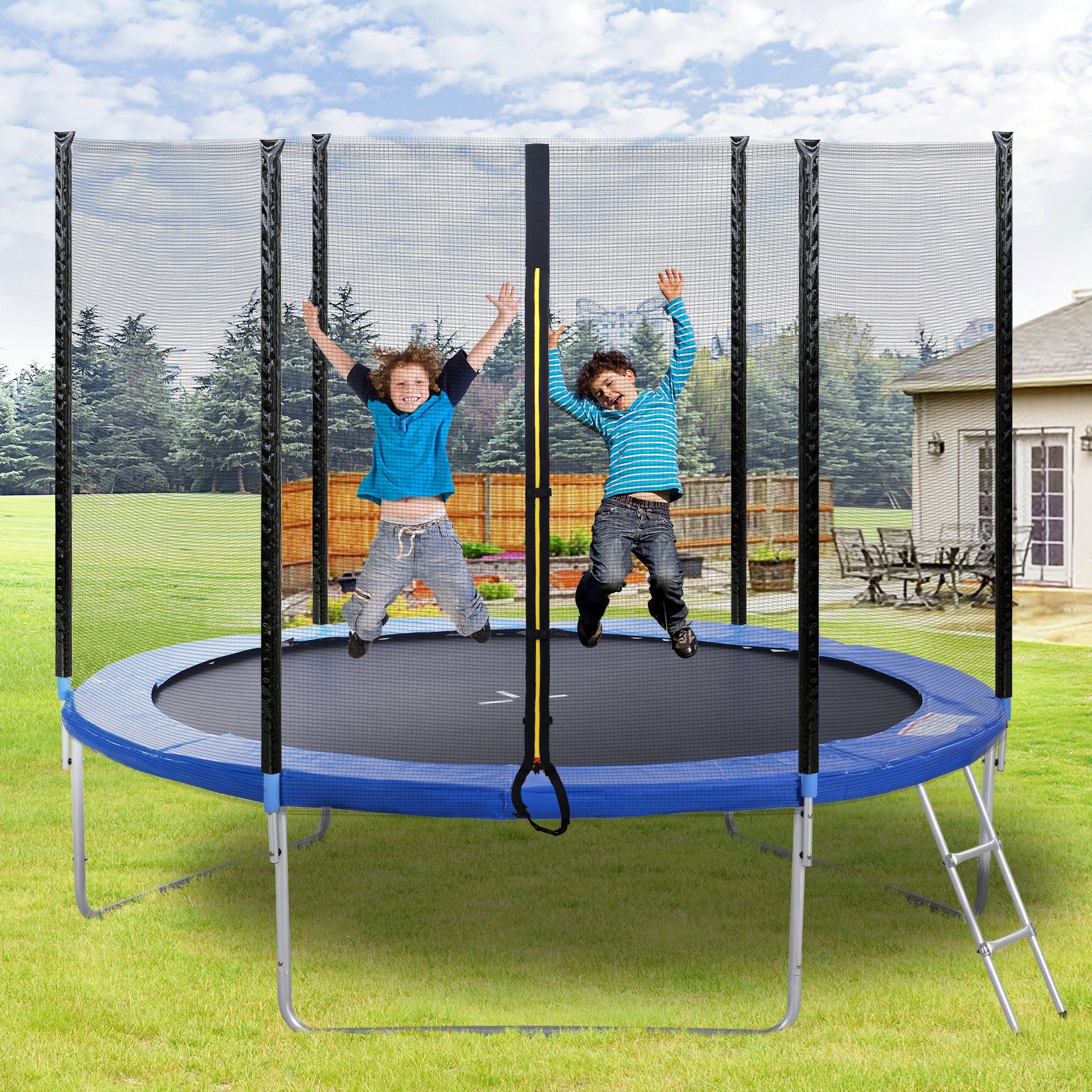 Gartentrampolin Ø305cm Kinder Trampolin Komplettset mit Netz Leiter Spielplätze 
