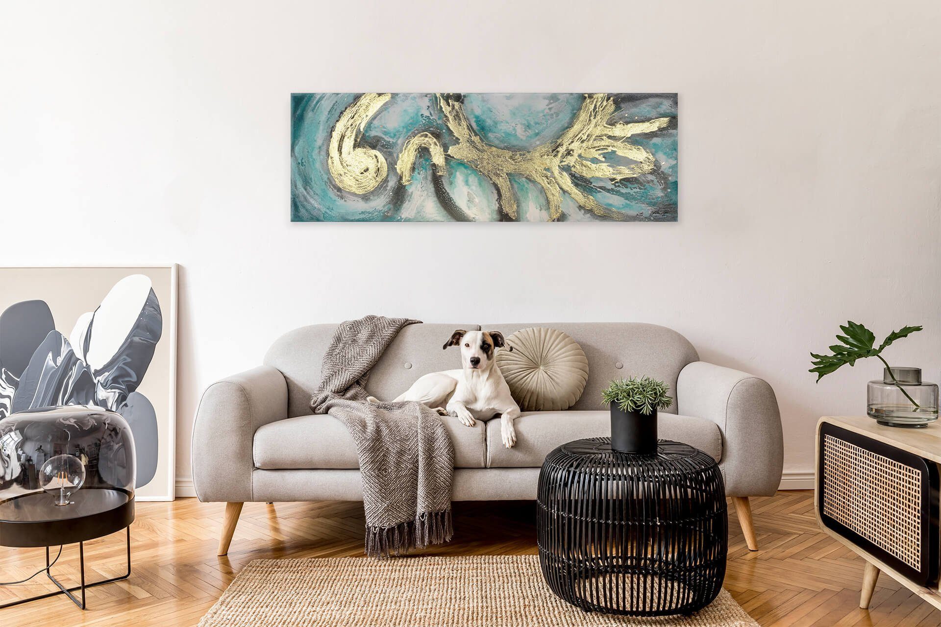 150x50 Wohnzimmer HANDGEMALT KUNSTLOFT Enigma cm, Gemälde 100% Wandbild Leinwandbild