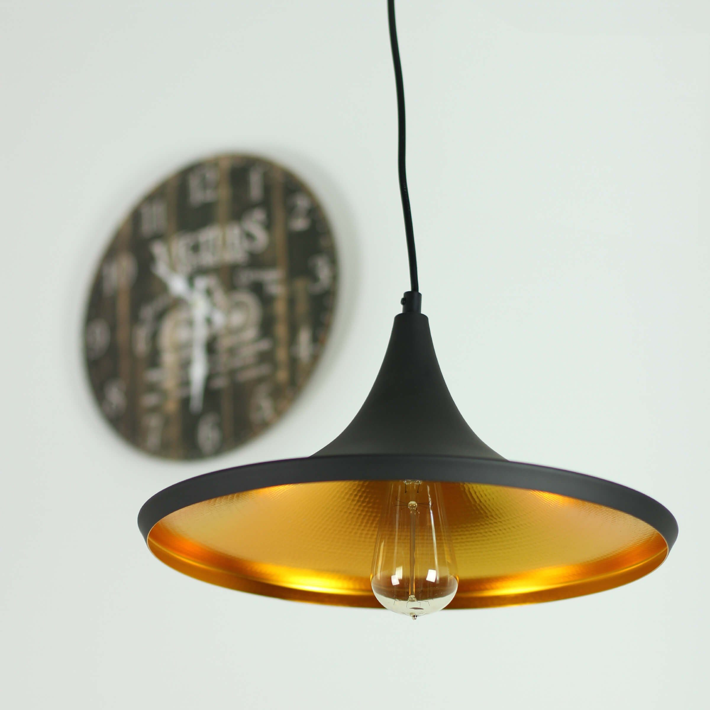 Schwarz Küche Industrial Leuchtmittel, ohne Hängelampe Licht-Erlebnisse Hängeleuchte Gold Ø37cm E27 Design Pendelleuchte CARIN,
