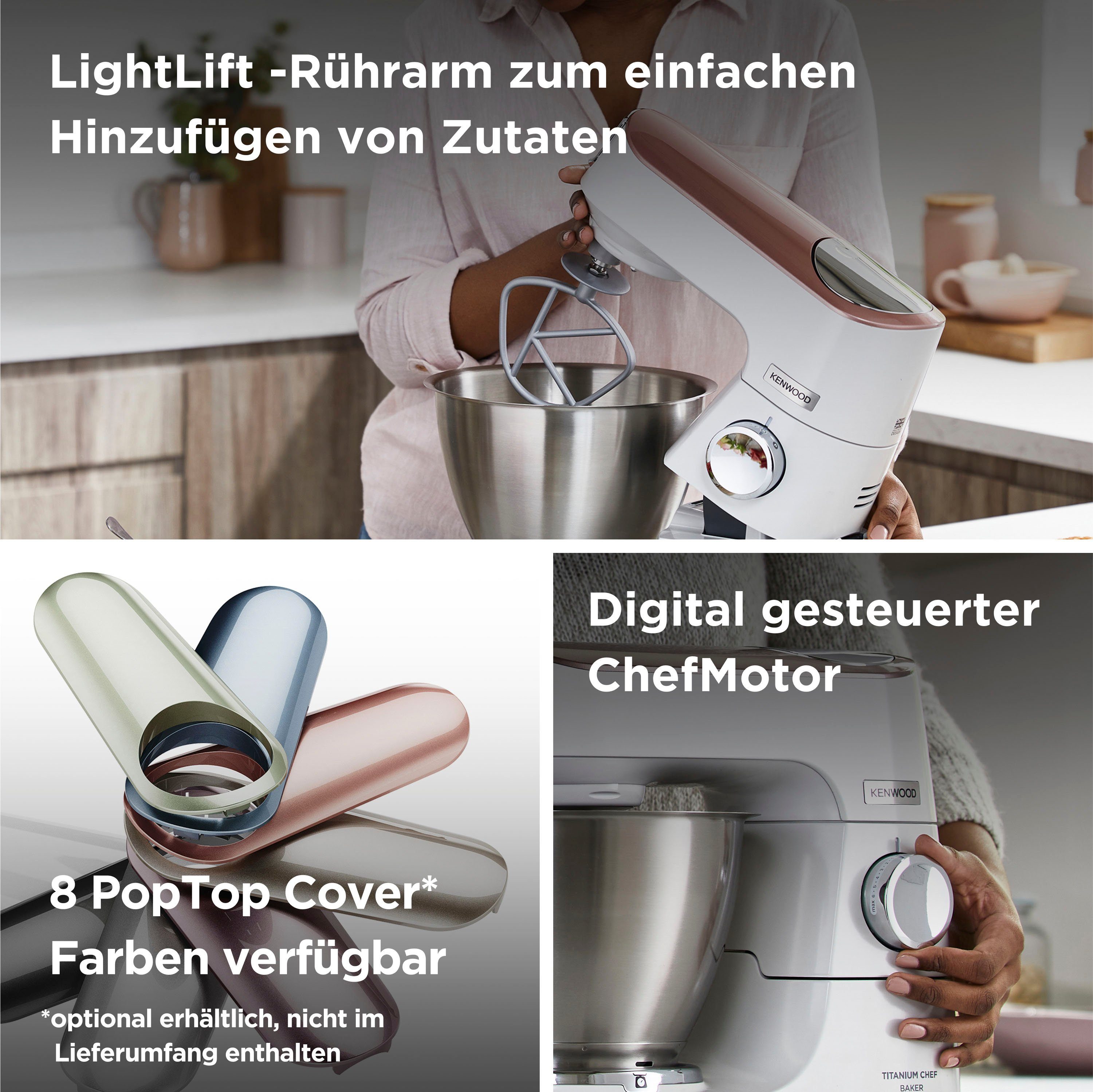 KENWOOD Küchenmaschine Titanium Chef Baker KVC65.001WH, 1200 W, 5 l Schüssel, weiß – Bild 4 von 5