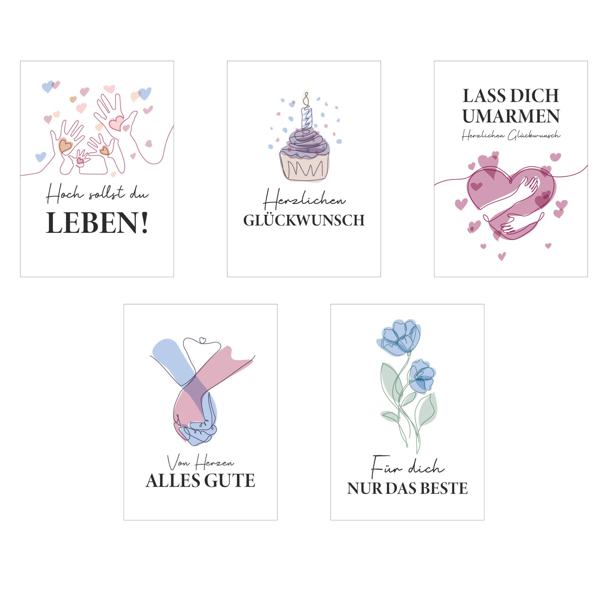 LEAF & GOLD Geburtstagskarte 25er Postkarten-Set Glückwunsch & Geburtstag Geburtstagskarten