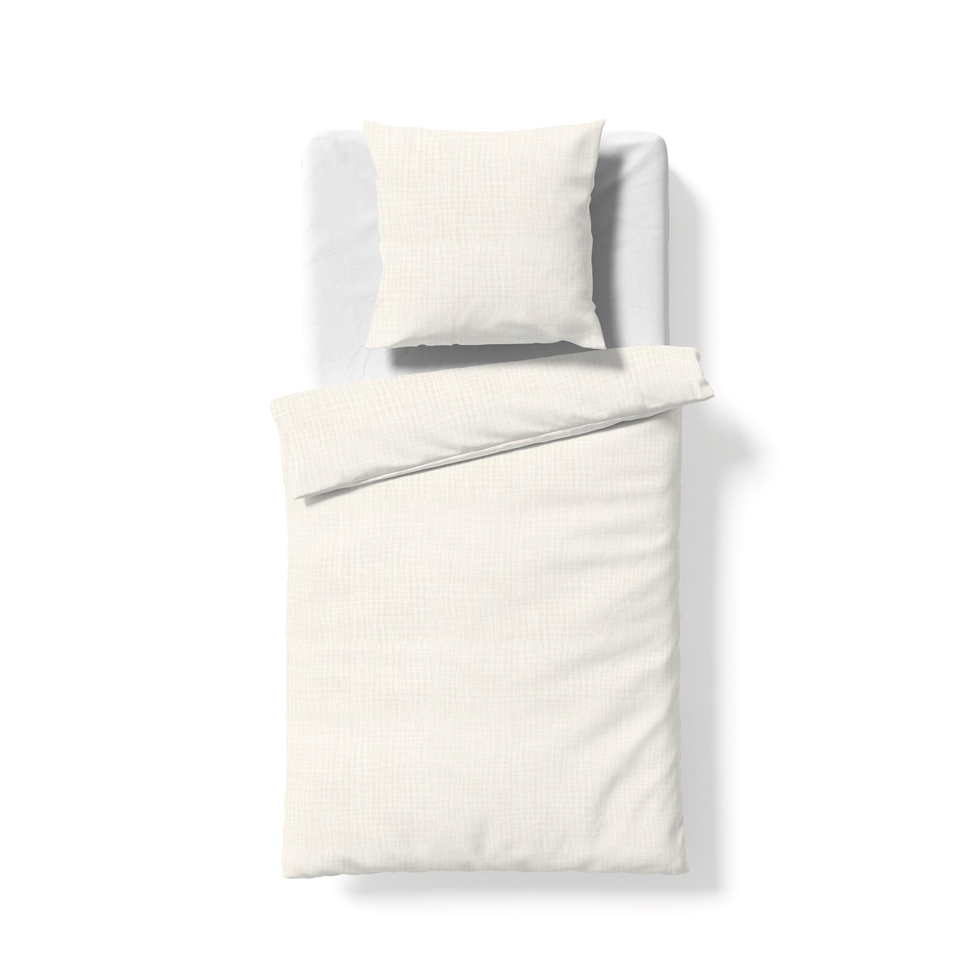 fleuresse Bettwäsche Fleuresse Musselin Bettwäsche 135x200 Faro elfenbein uni Crinkle-Optik, Musselin, 2 teilig