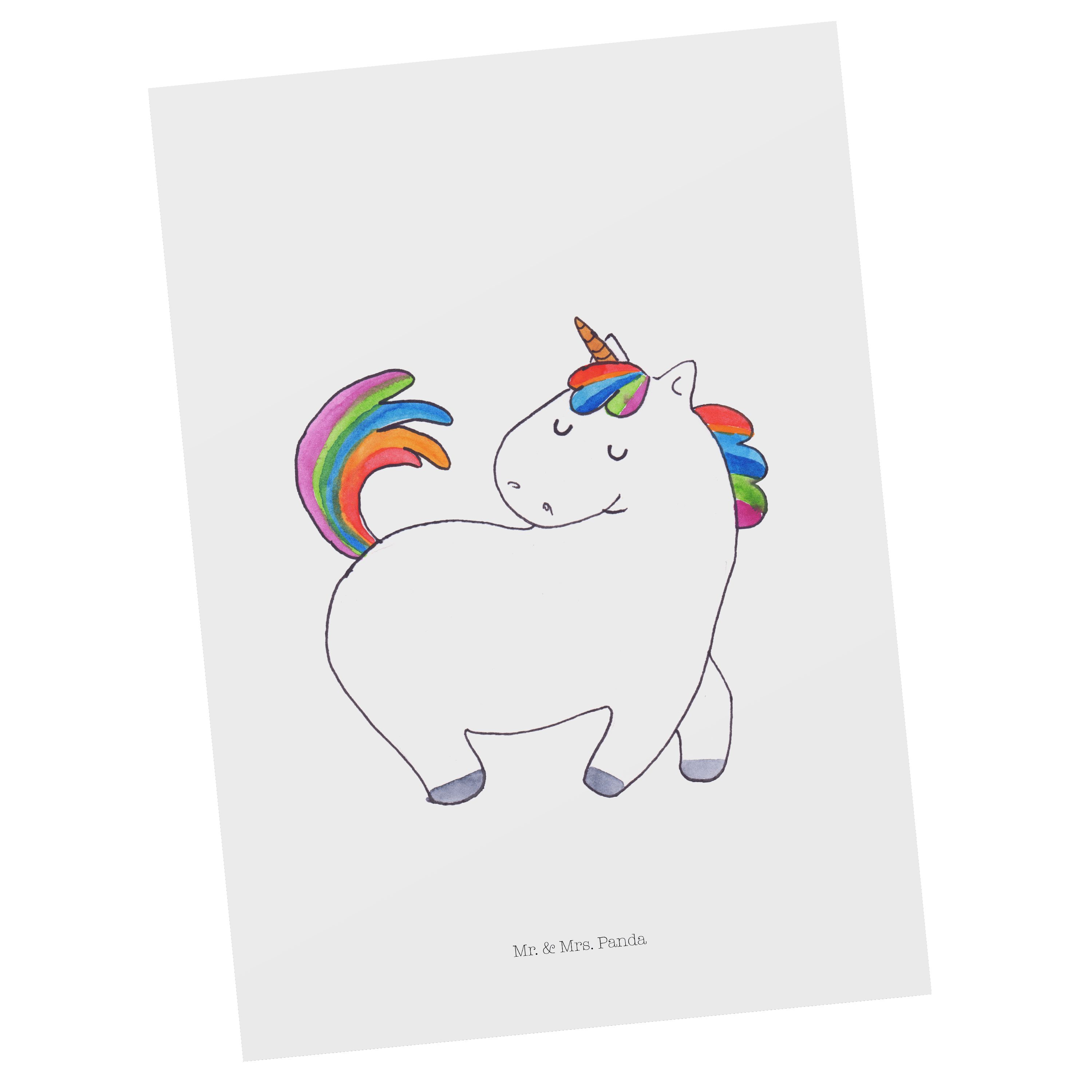 Mr. & Mrs. Panda Postkarte Einhorn stolzierend - Weiß - Geschenk, Pegasus, anders, Reiter, Ansic