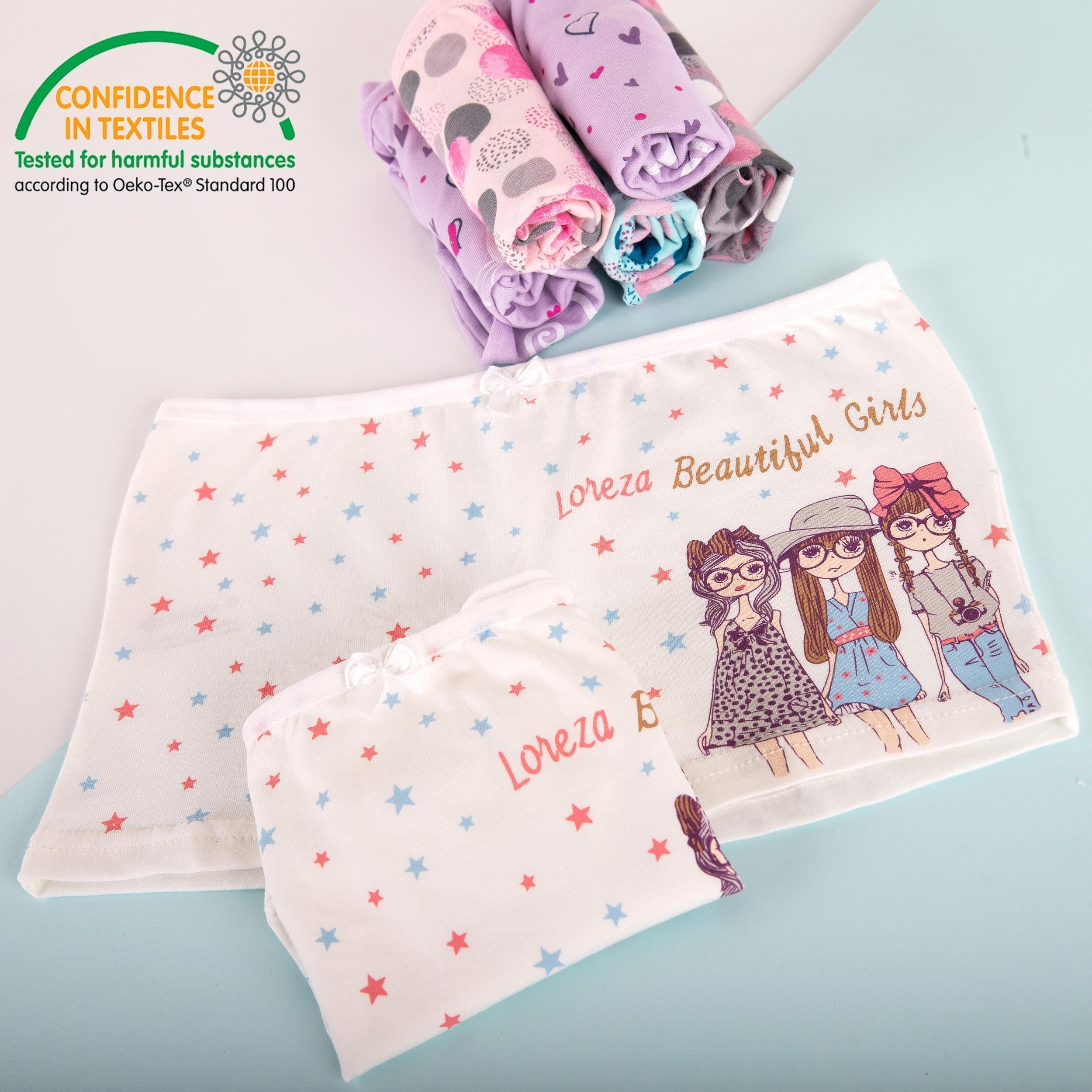 LOREZA Panty 10er Set Mädchen Pantys - Punkte Sterne - Bunt (Spar-Packung, 10-St)