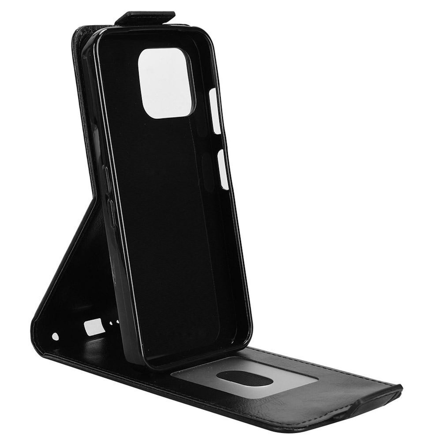 Wigento Smartphone-Hülle Für Fairphone 6 Magnetische Vertikale Flip Kunstleder Hülle Schwarz, Magnetverschluss, Kartenfächer, Halterfunktion