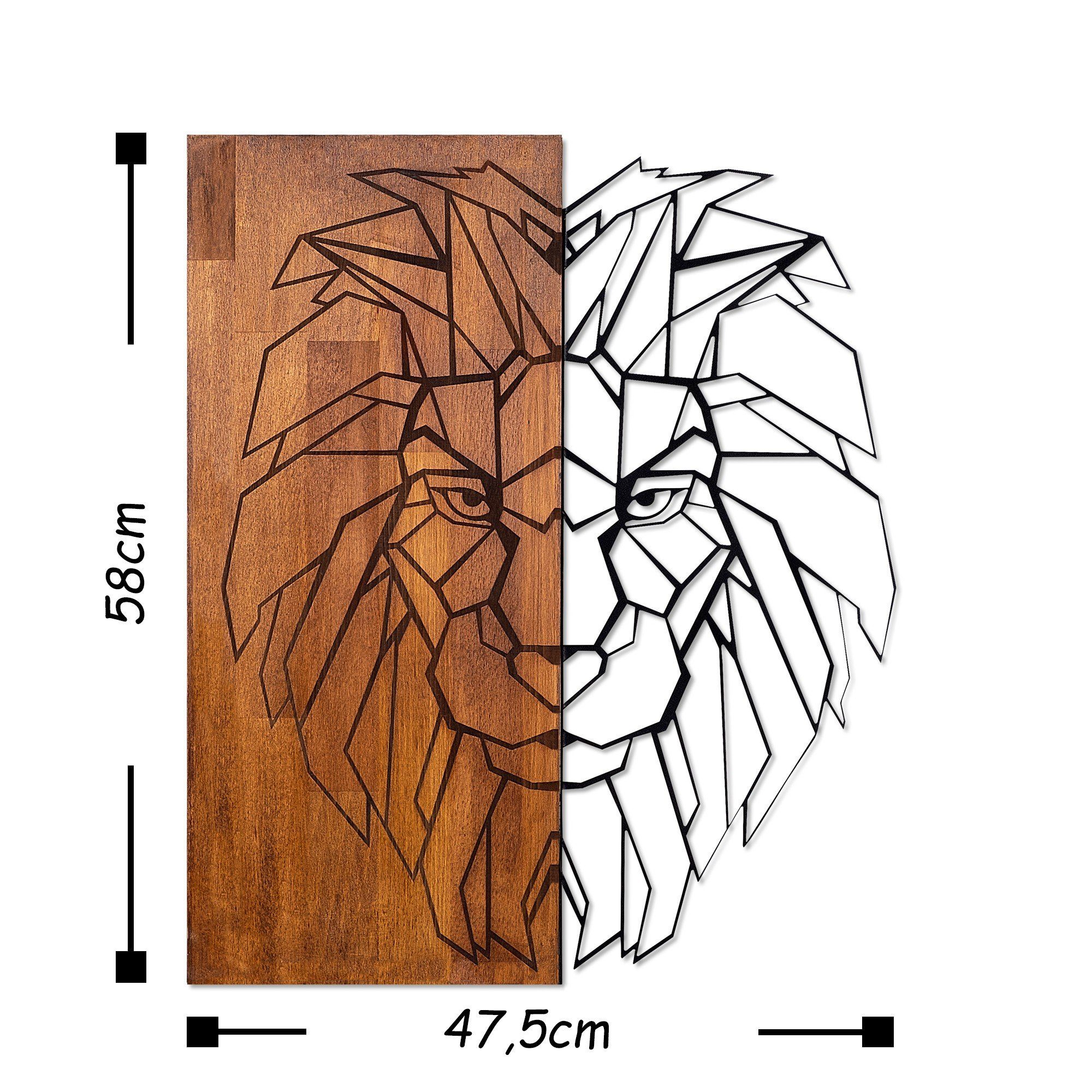 Holz 47,5 Wallity Wanddekoobjekt x SKL1207,Schwarz, cm, 58 50%