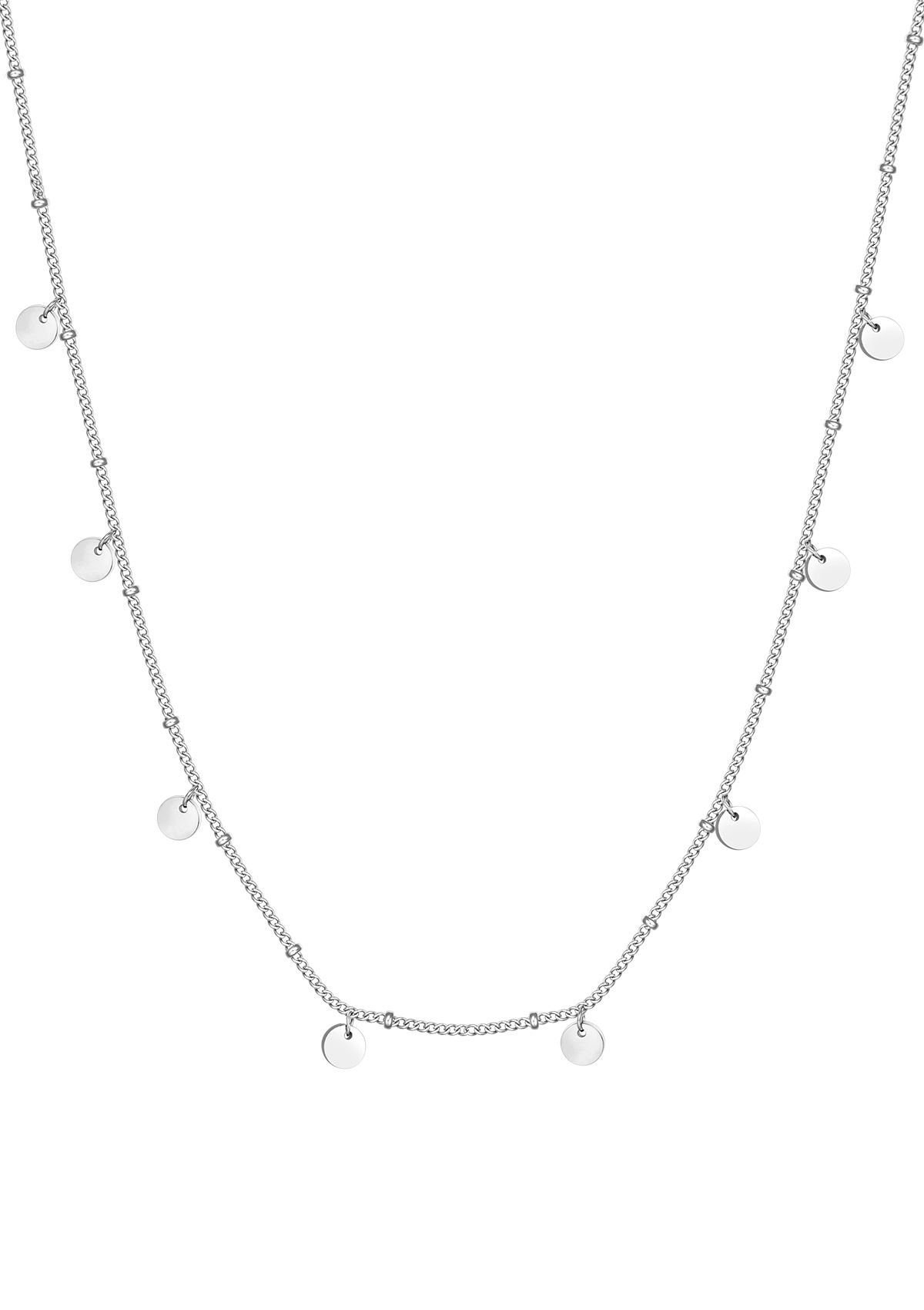 Hey Happiness Charm-Kette Kugelkette mit Kreis Anhänger, Damen Edelstahl Halskette mit Münzen, wasserfest